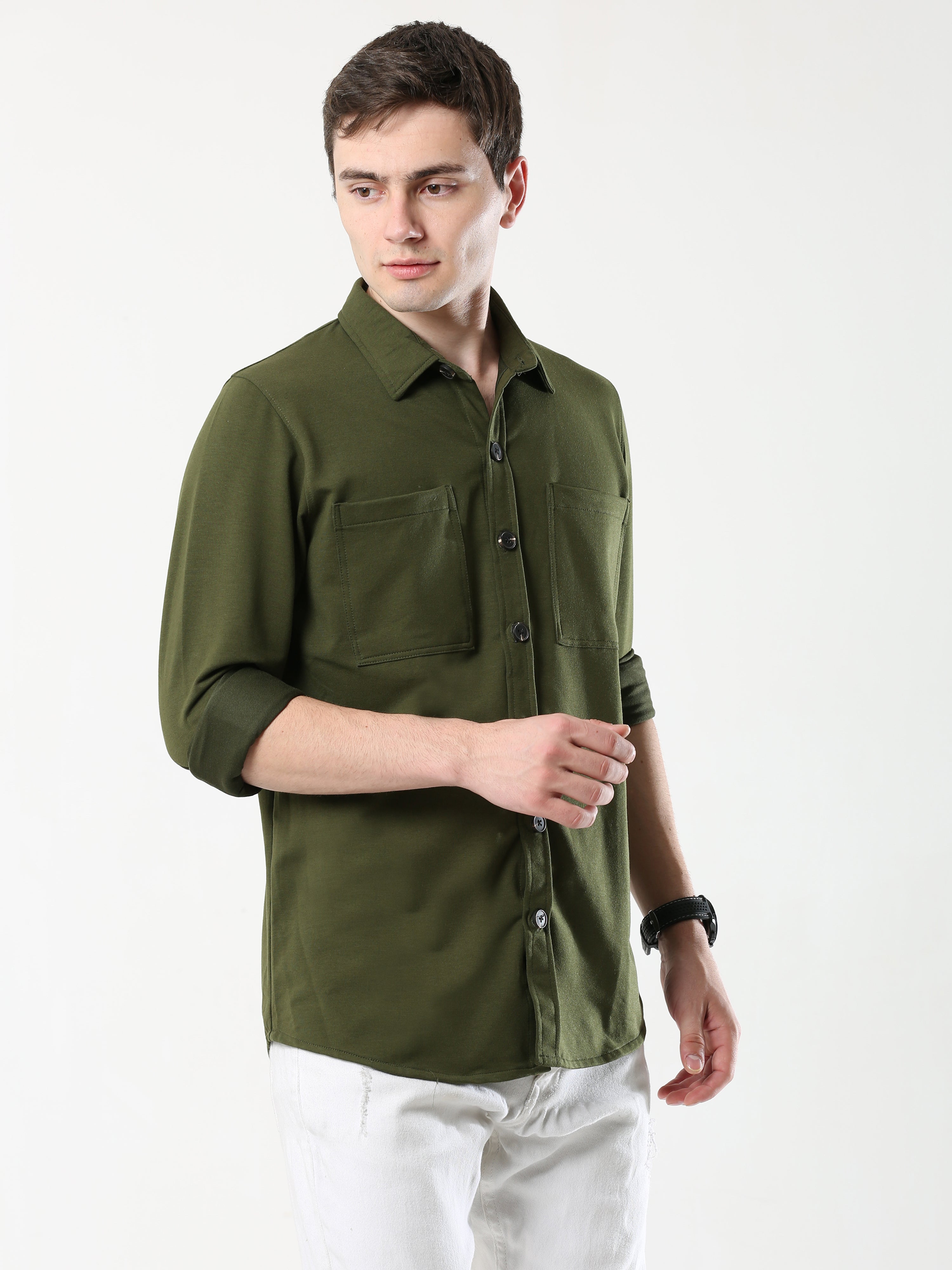 Green Double Pocket Royal Knit overshirt - UNISEX