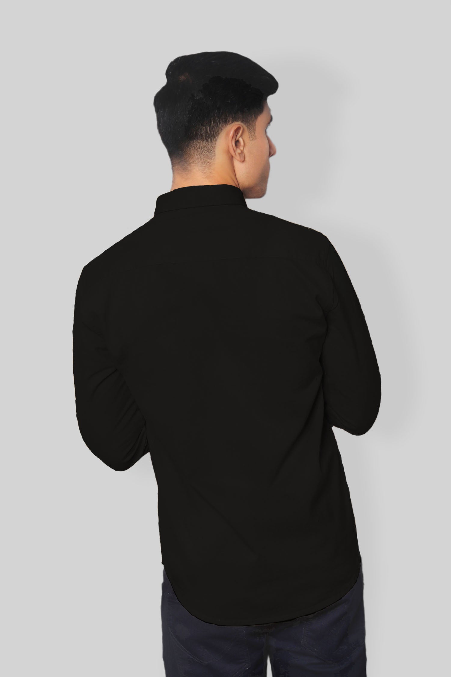 Black double pocket denim shirt for men’s