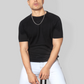 Black Half Sleeve Flat Knit Rough neck T-Shirt