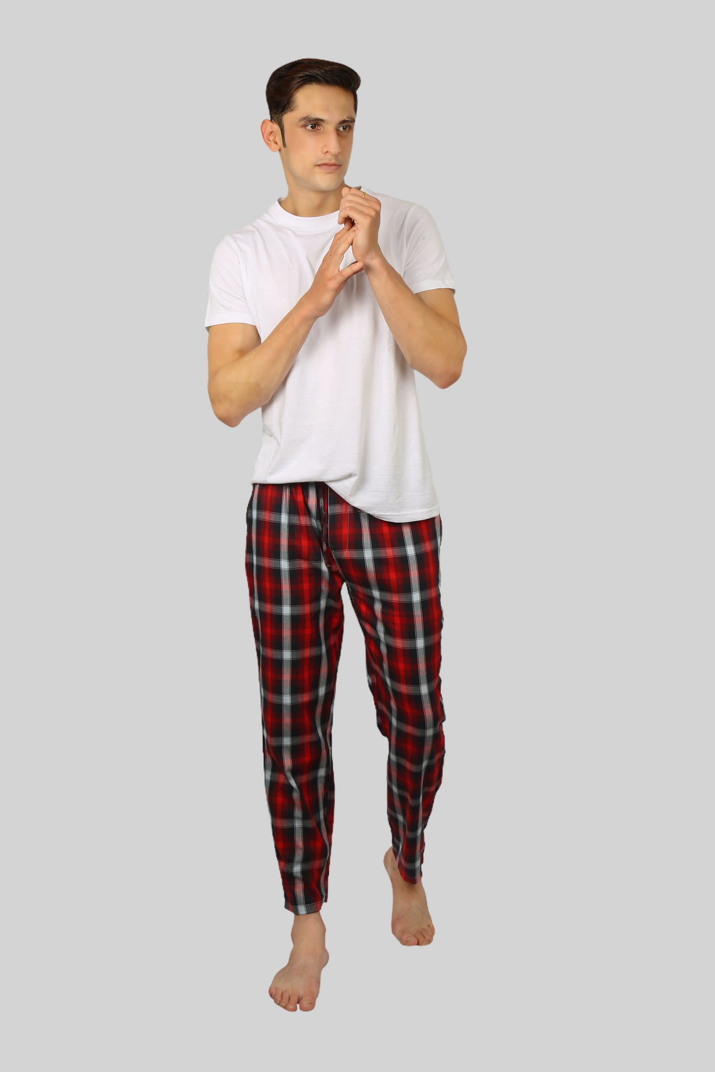 Deep Red soft and super comfortable checkered pajamas for men