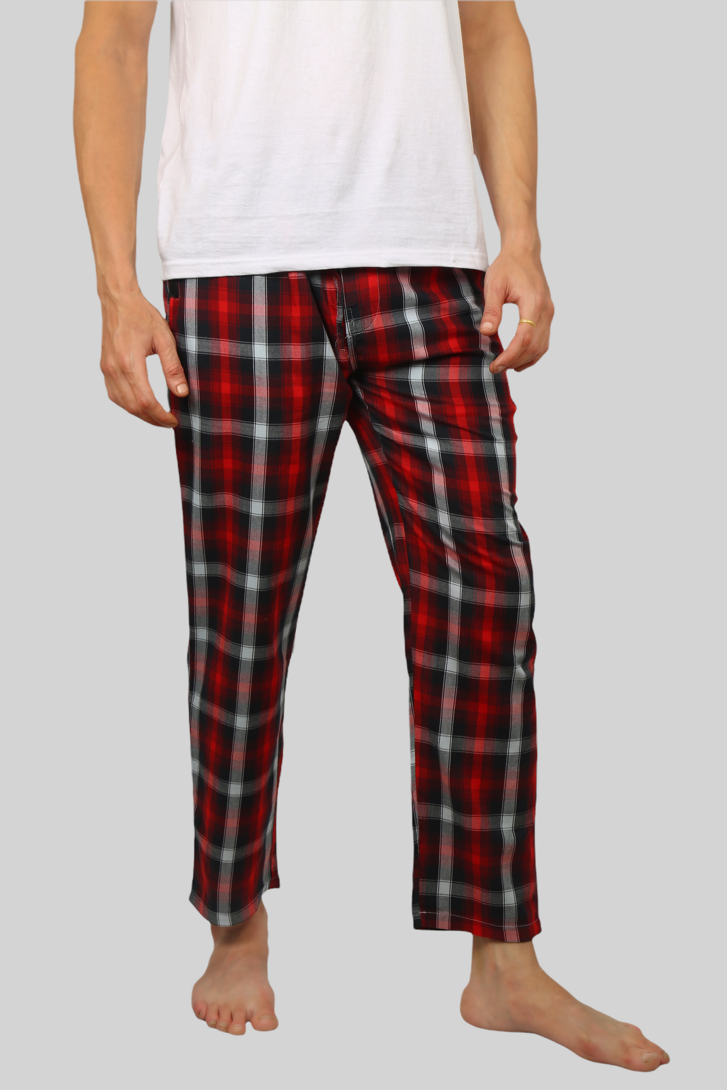 Deep Red soft and super comfortable checkered pajamas for men