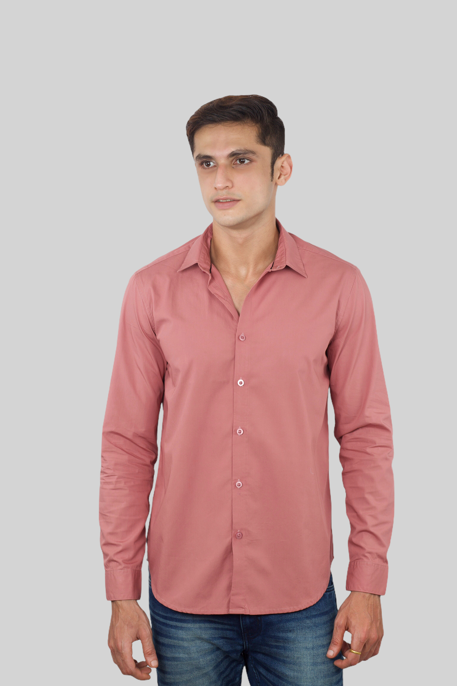 Dark Pink Plain Cotton Shirt for men