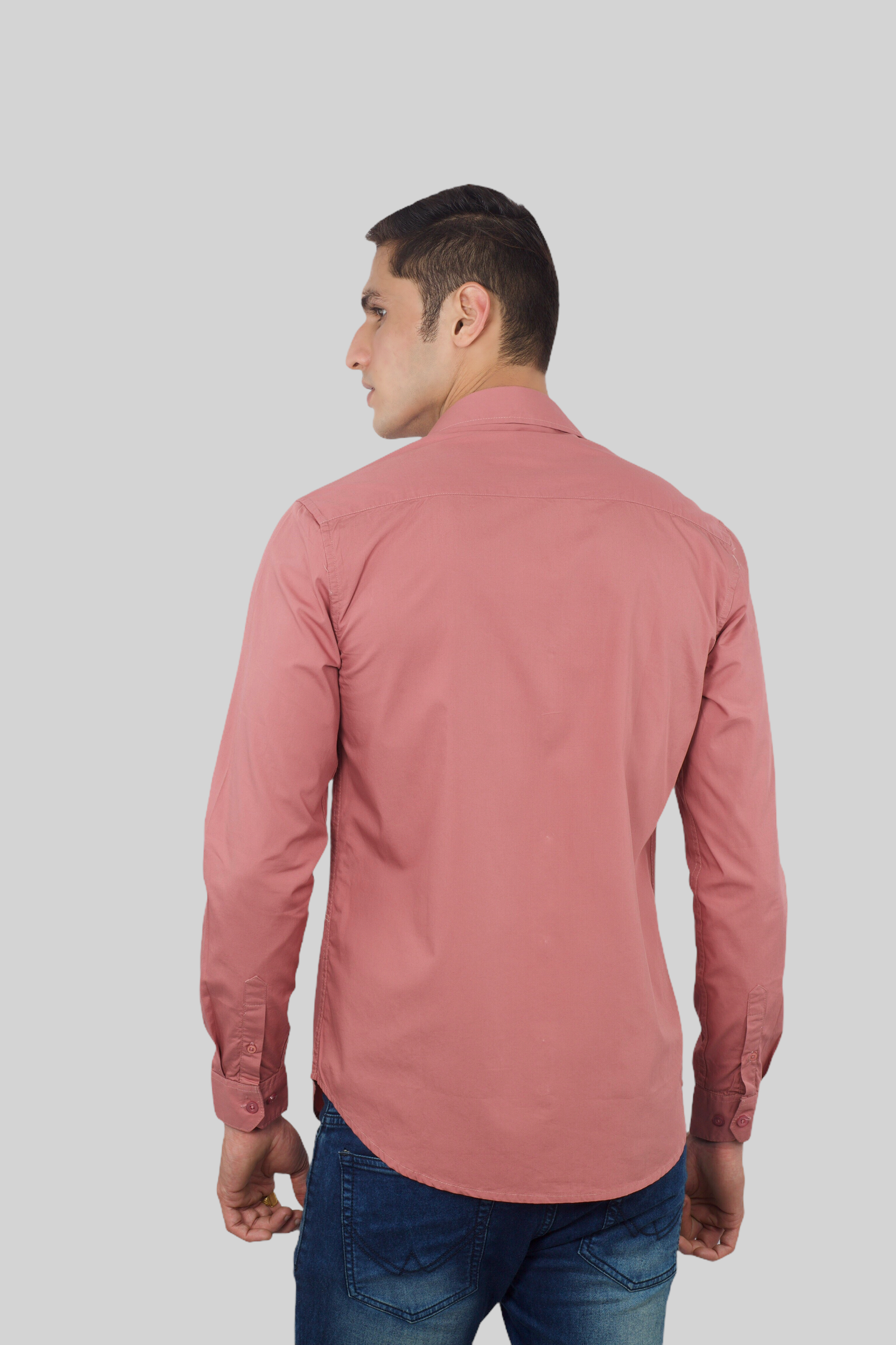 Dark Pink Plain Cotton Shirt for men