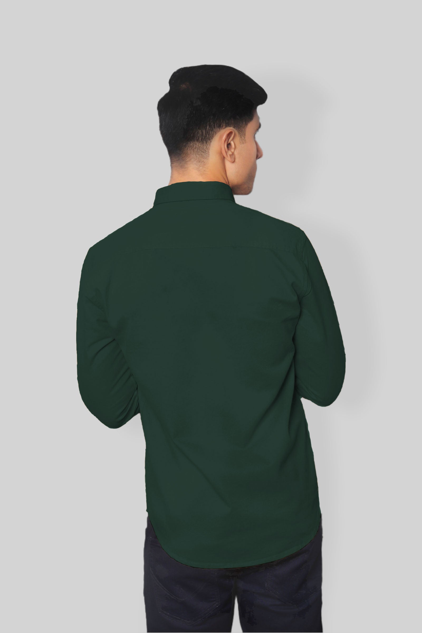 Dark Green Double Pocket denim shirt for mens