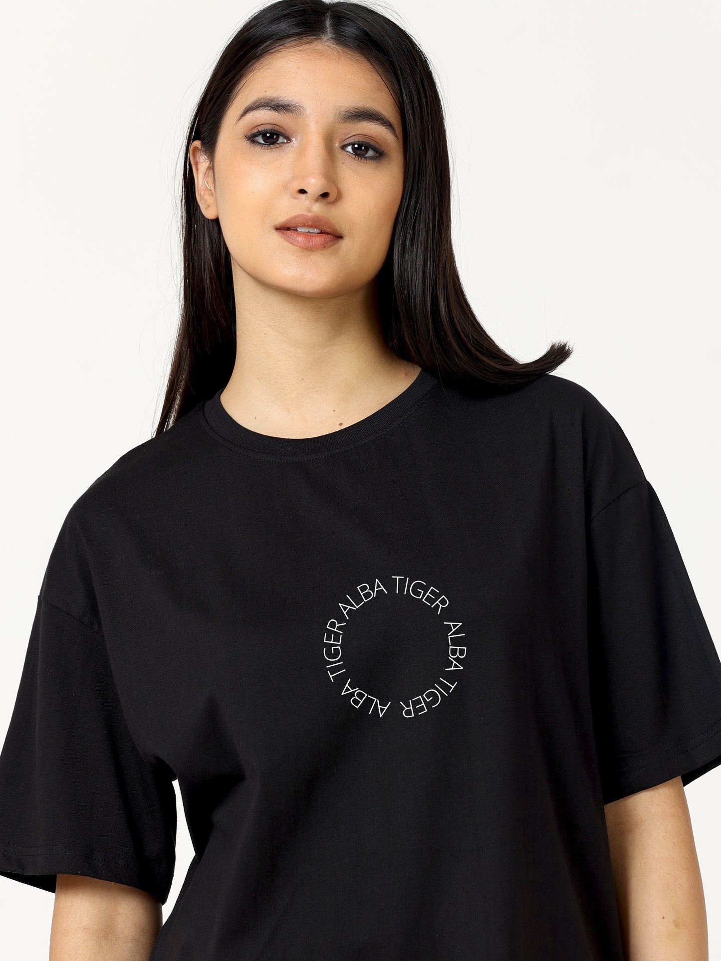 Black Love Alba Back tiger Printed Oversized T-shirt - UNISEX