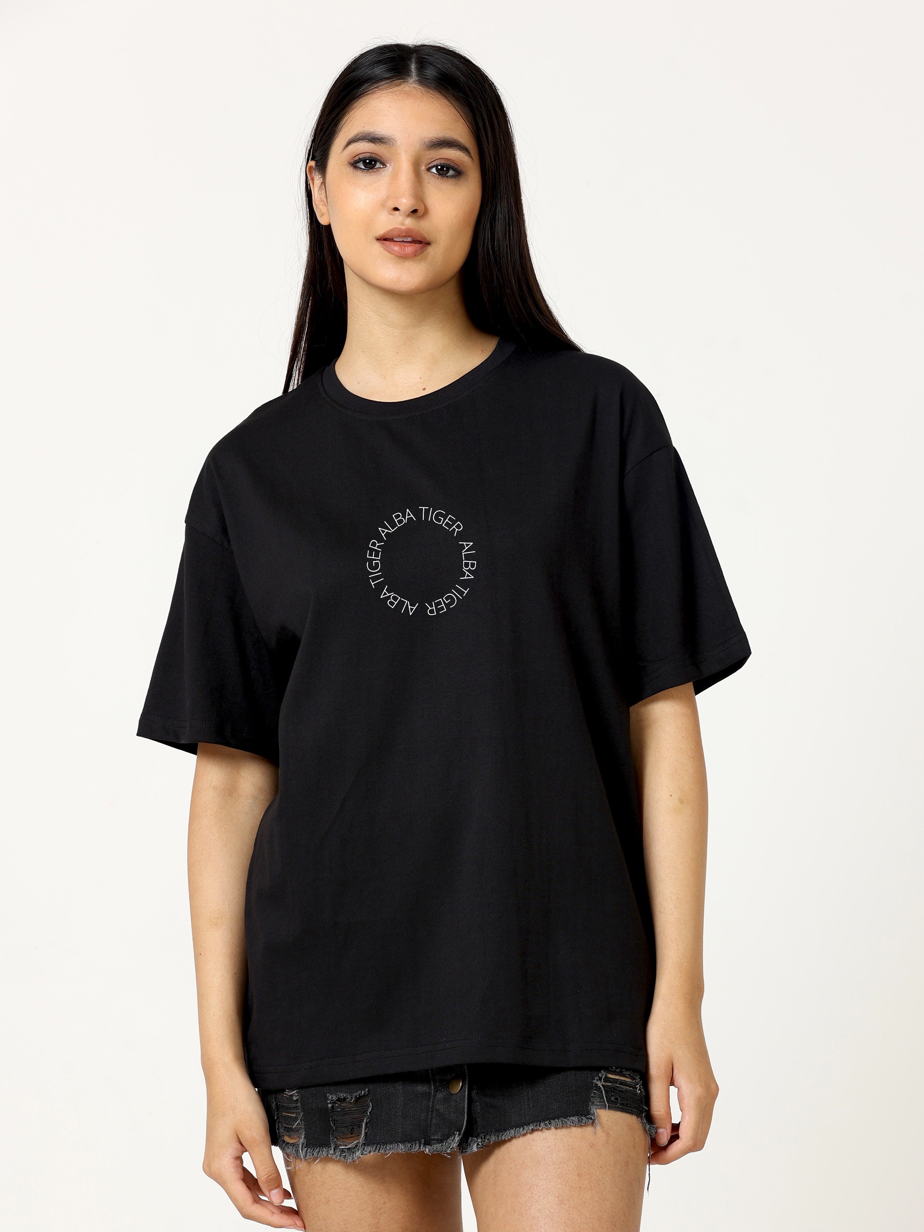 Black Love Alba Back tiger Printed Oversized T-shirt - UNISEX