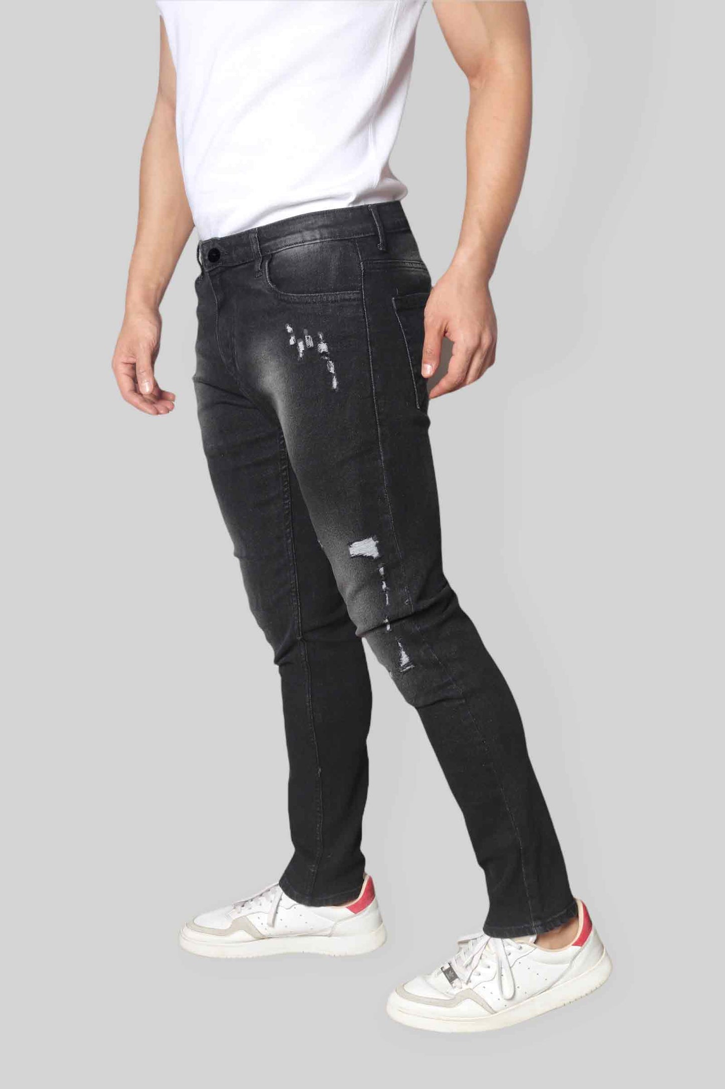 Albatross Black torned regular fit mid rise clean look stretchable Jeans