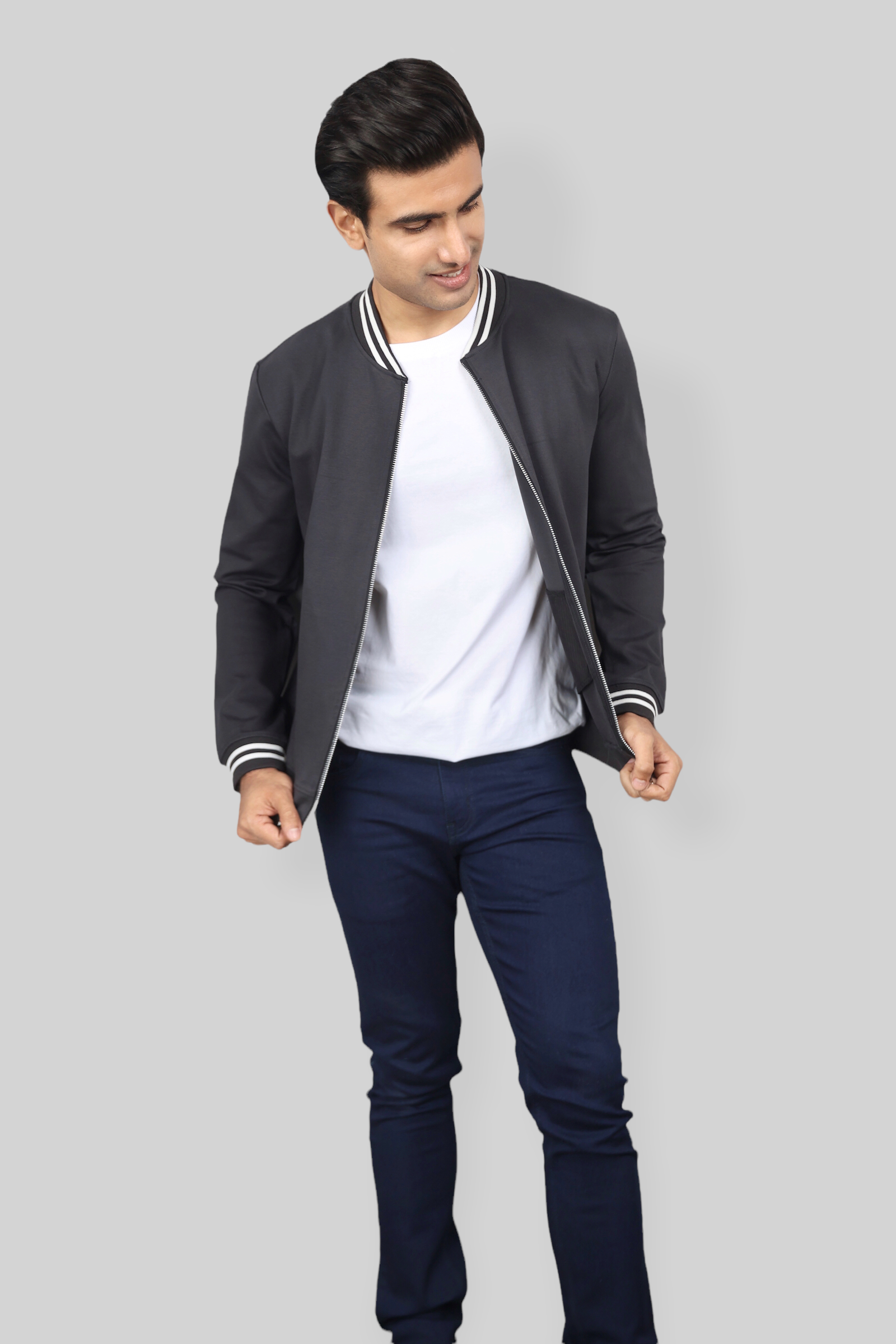 Classic Dark Gray Bomber Jacket for men