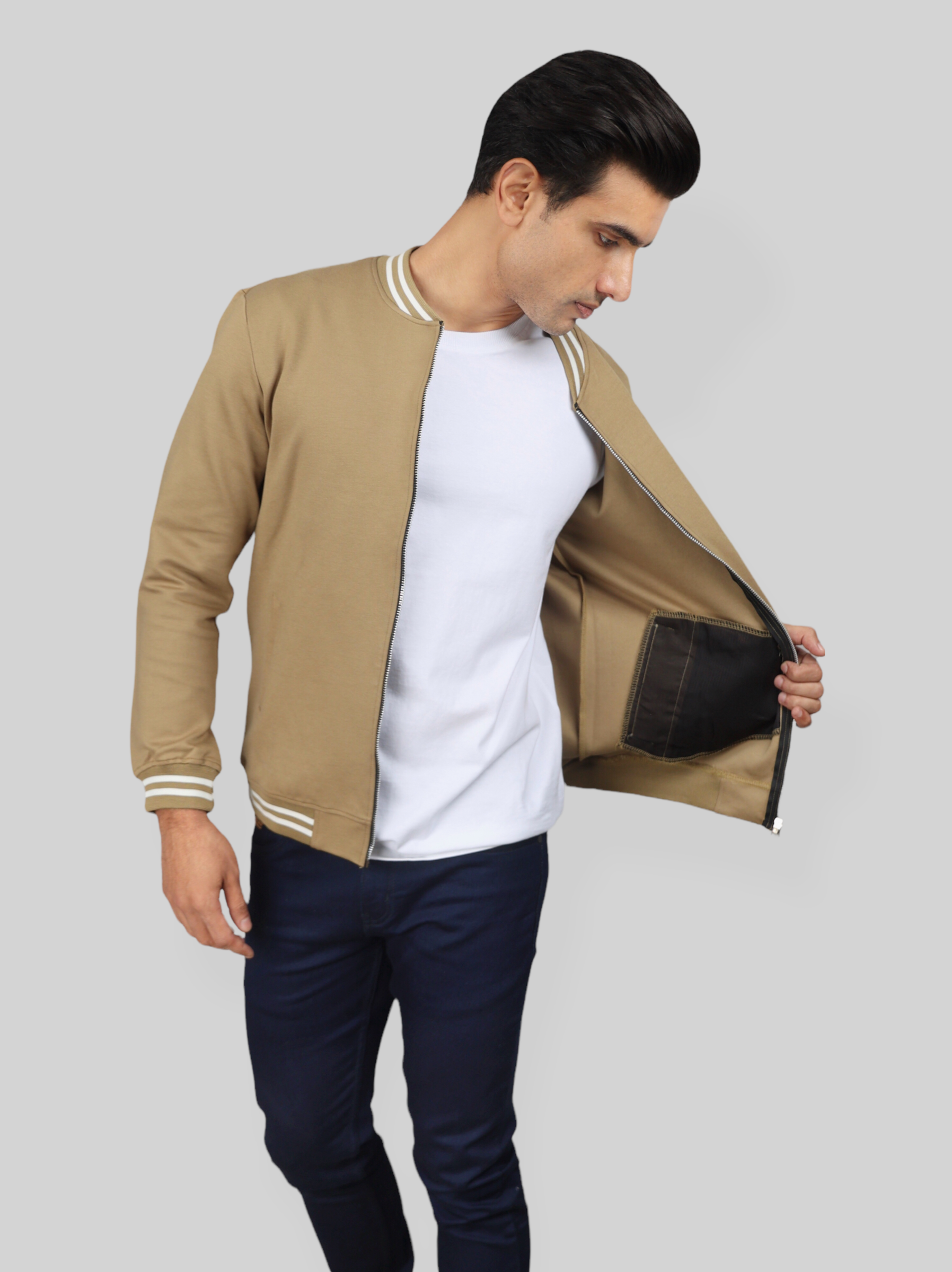 Classic Khaki Bomber Jacket for men