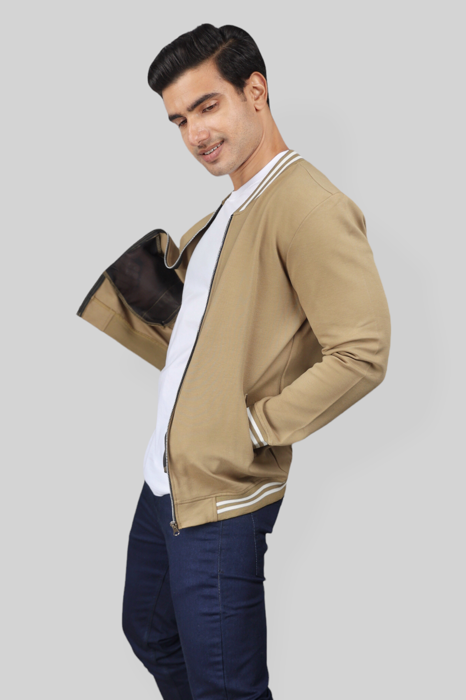 Classic Khaki Bomber Jacket for men