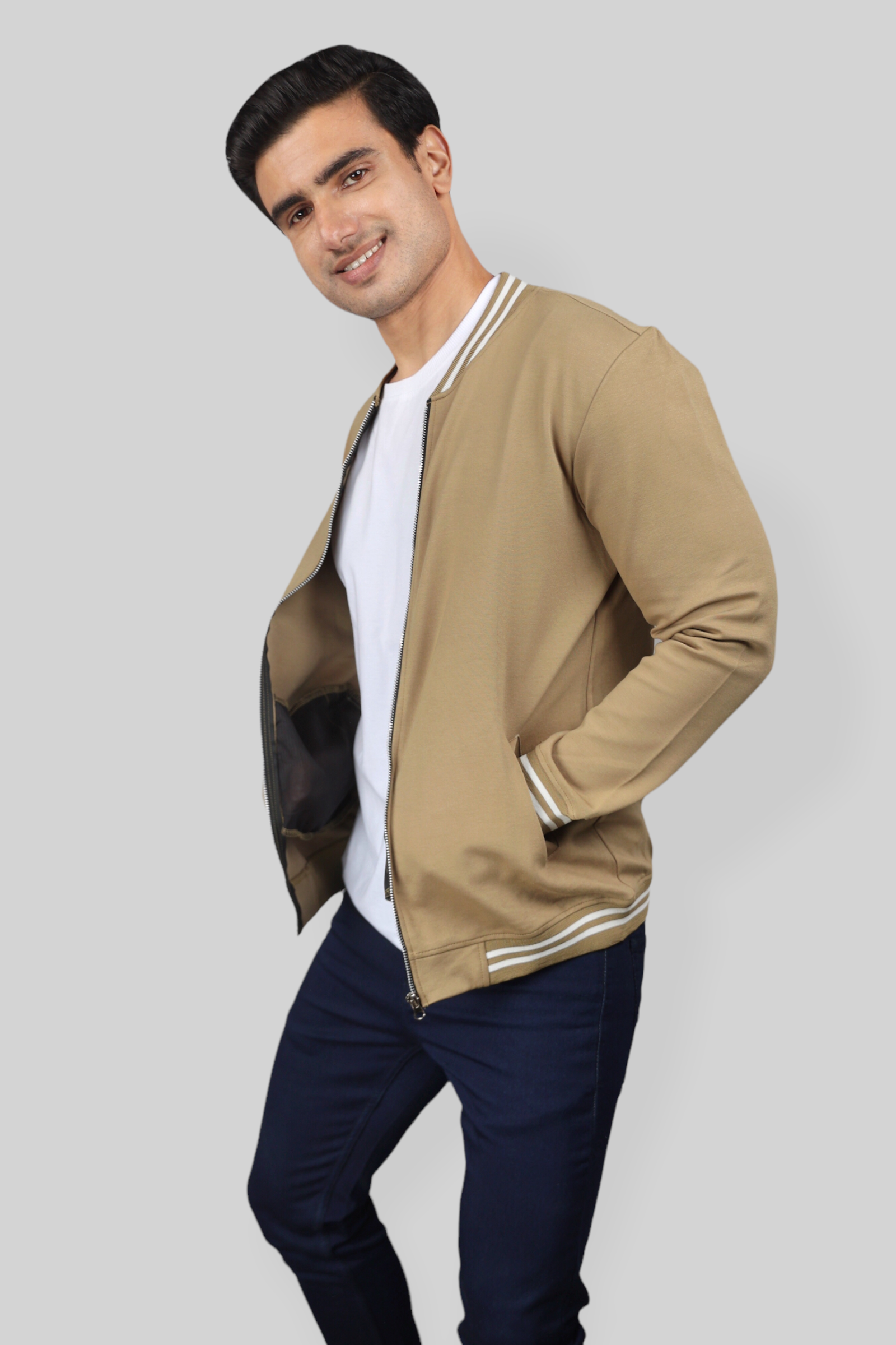 Classic Khaki Bomber Jacket for men