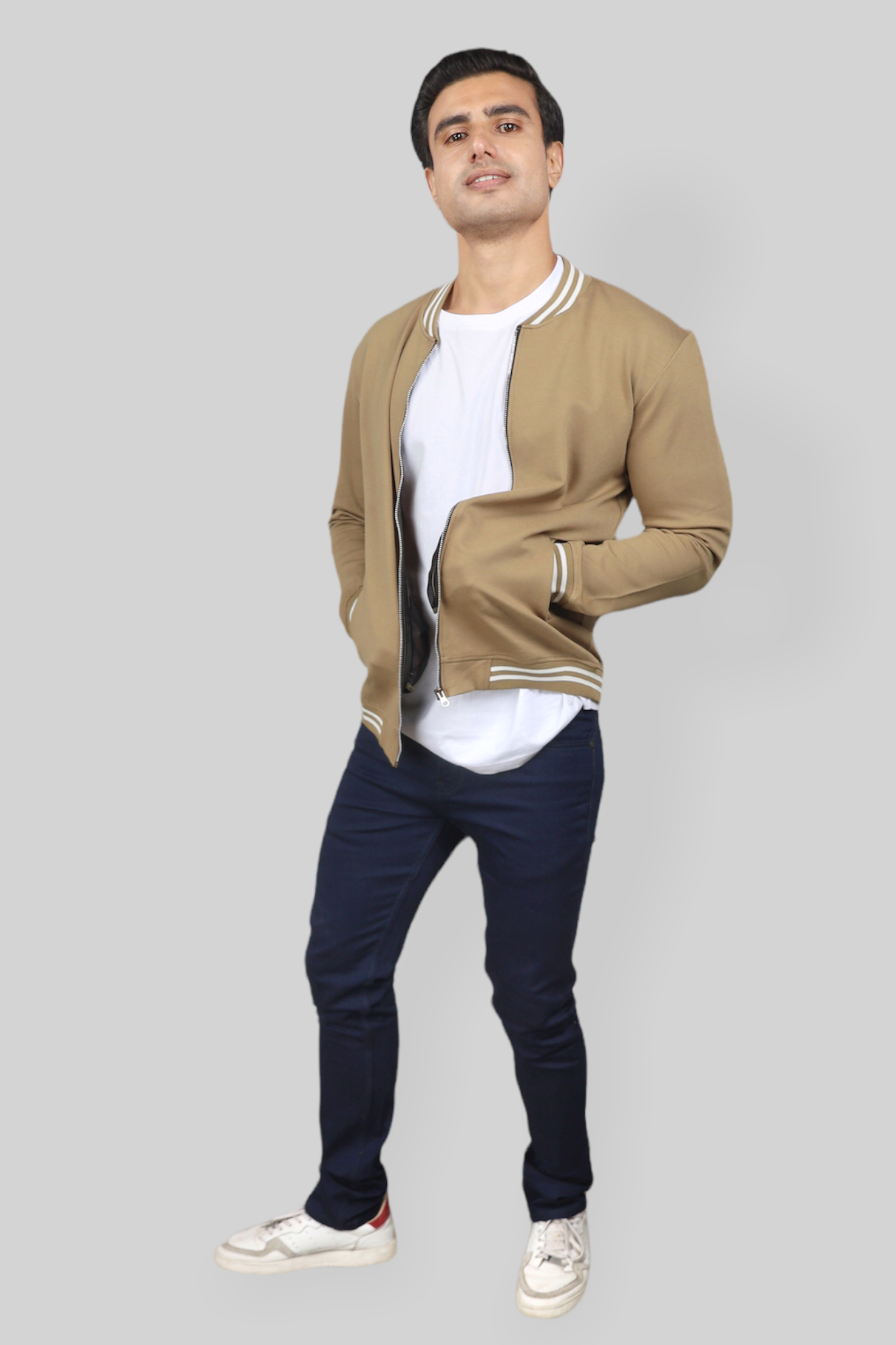 Classic Khaki Bomber Jacket for men