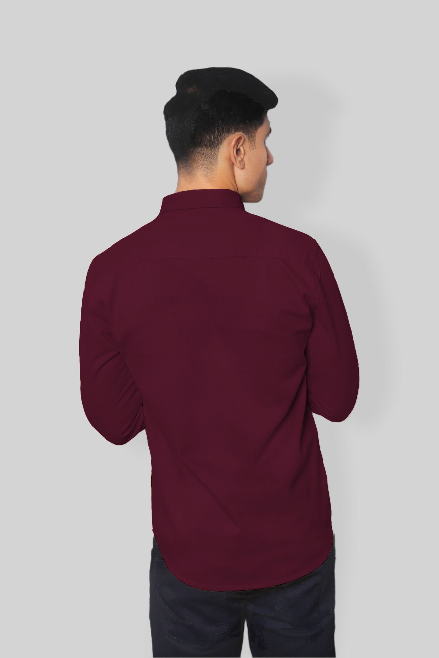 Maroon Double Pocket denim shirt for mens