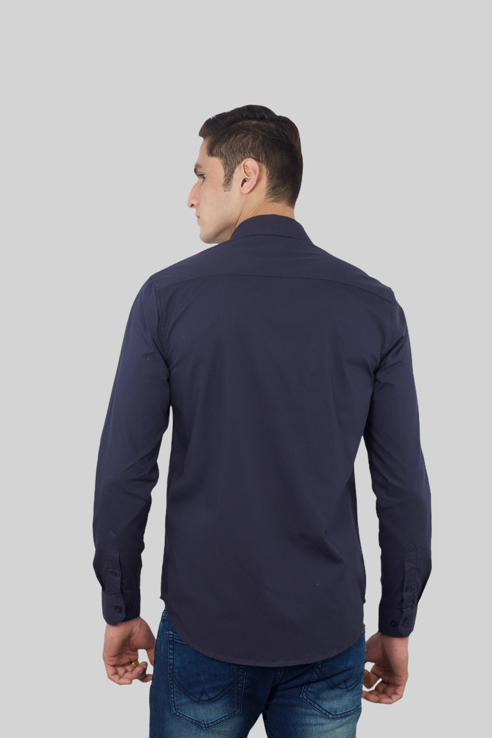 Dark Blue Plain Cotton Shirt