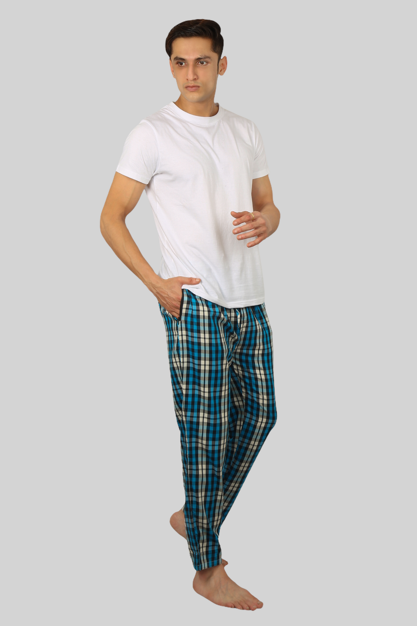 Ocean Blue soft and super comfortable checkered pajamas for men
