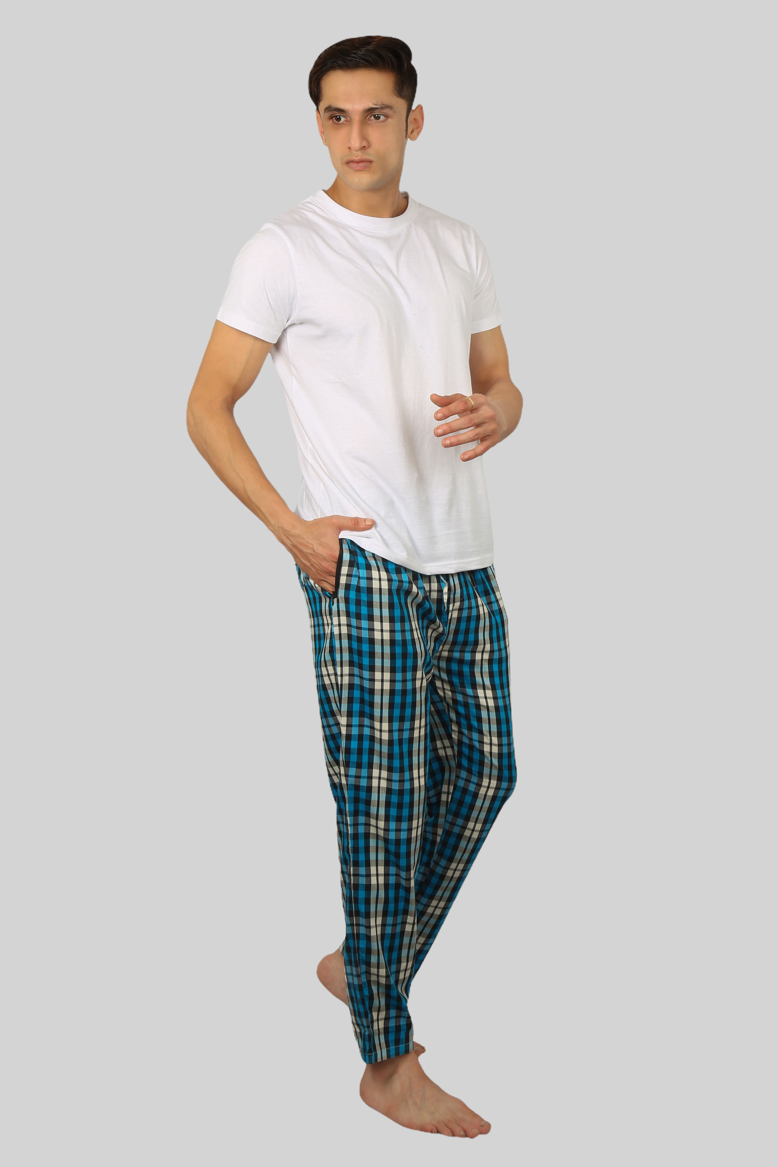 Ocean Blue soft and super comfortable checkered pajamas for men