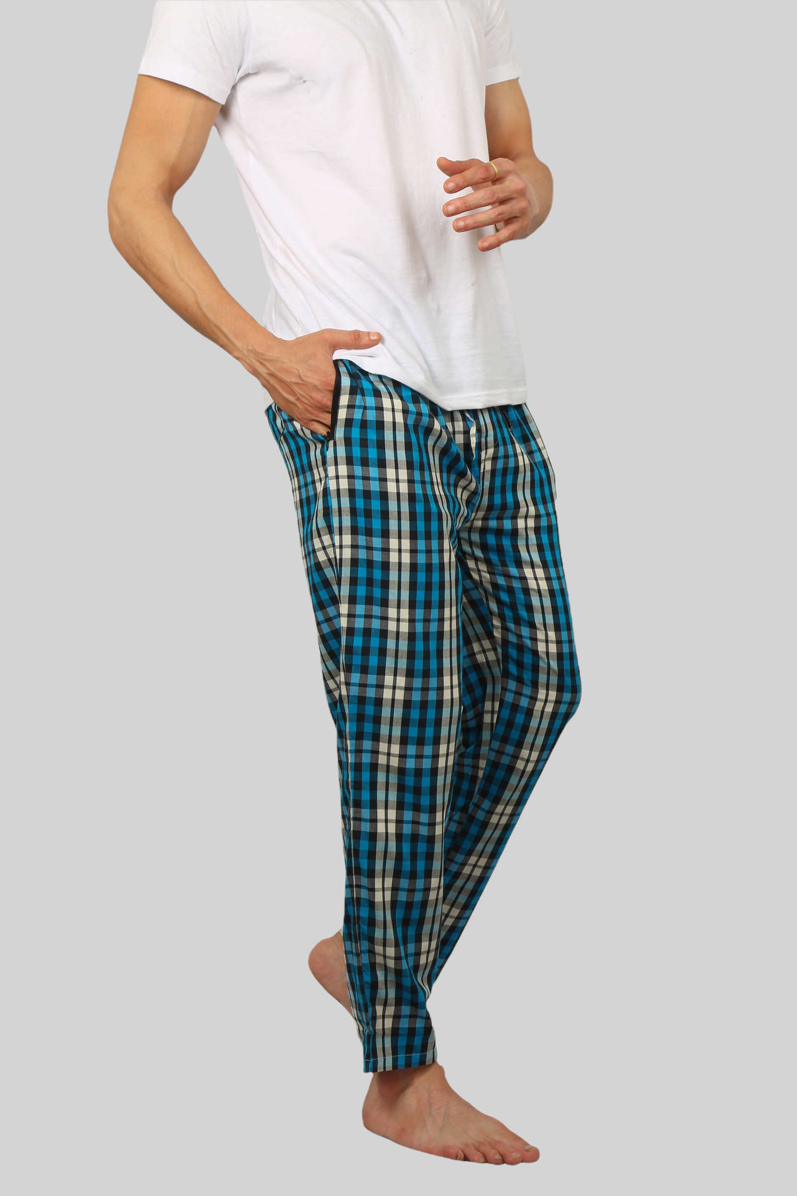 Ocean Blue soft and super comfortable checkered pajamas for men