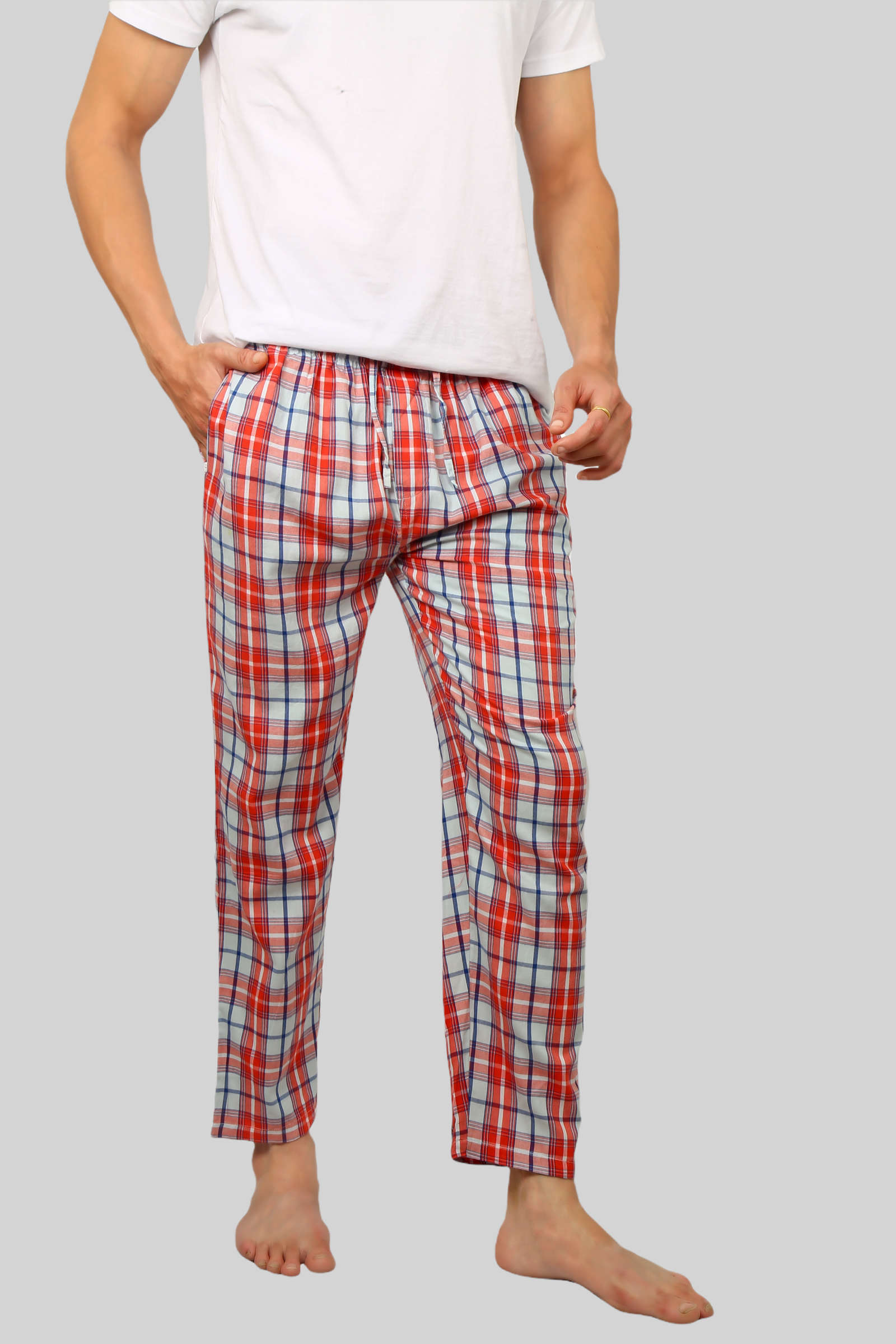 Orange soft and super comfortable checkered pajamas for men