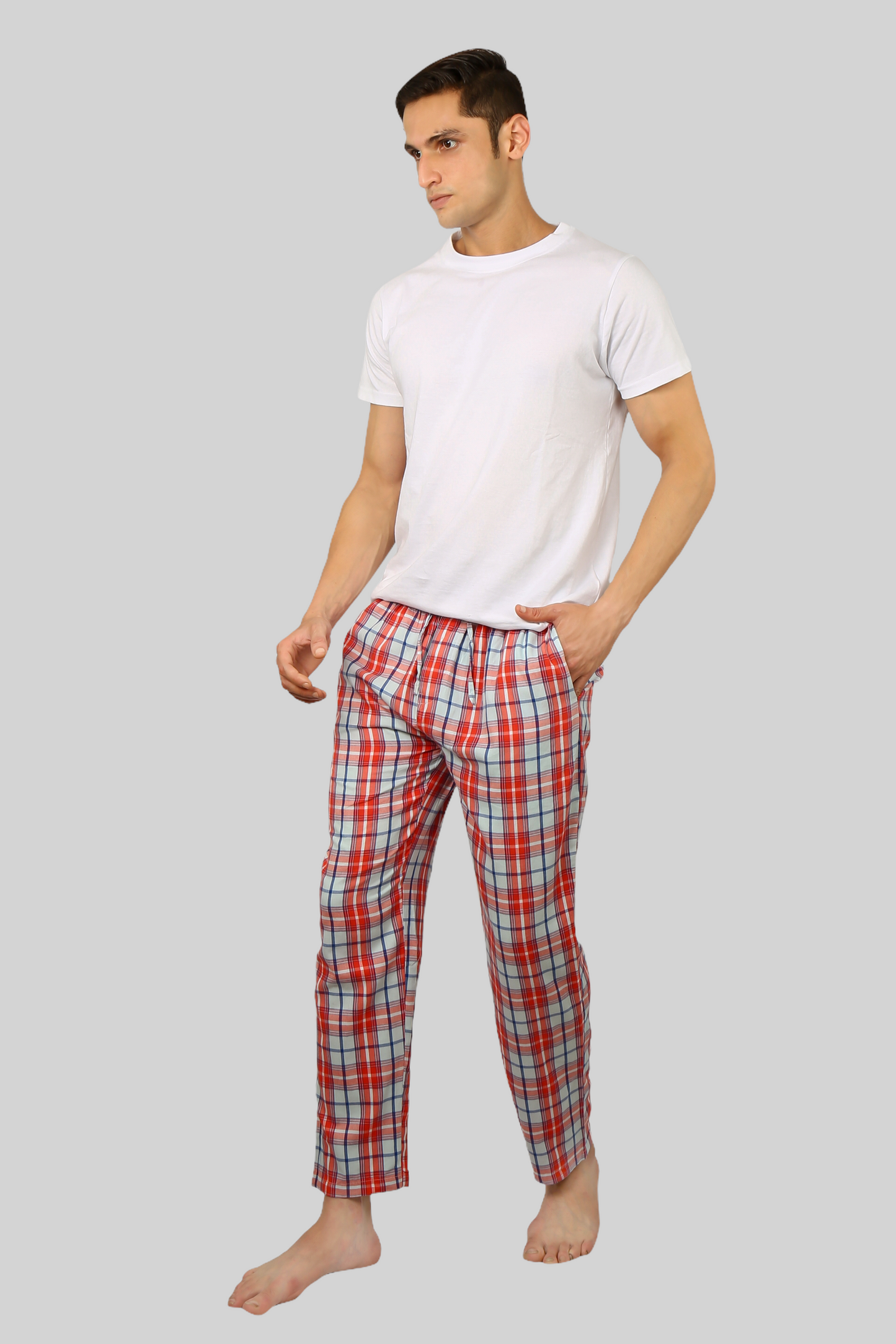 Orange soft and super comfortable checkered pajamas for men