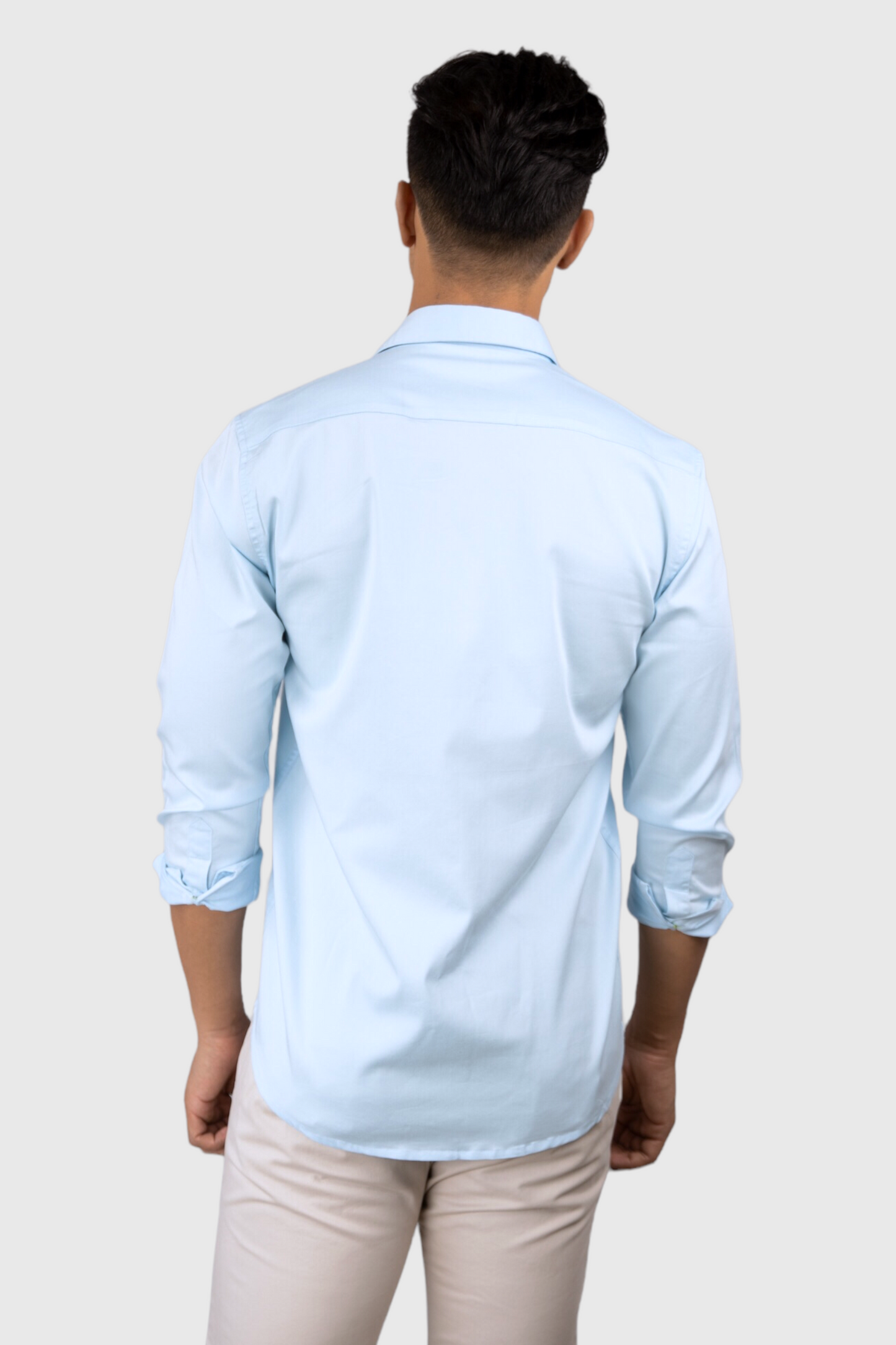 Powder Blue Plain premium Cotton satin shirt with pocket for men