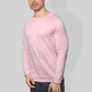 Pink Flat Knit Rough neck Full Sleeve T-shirt