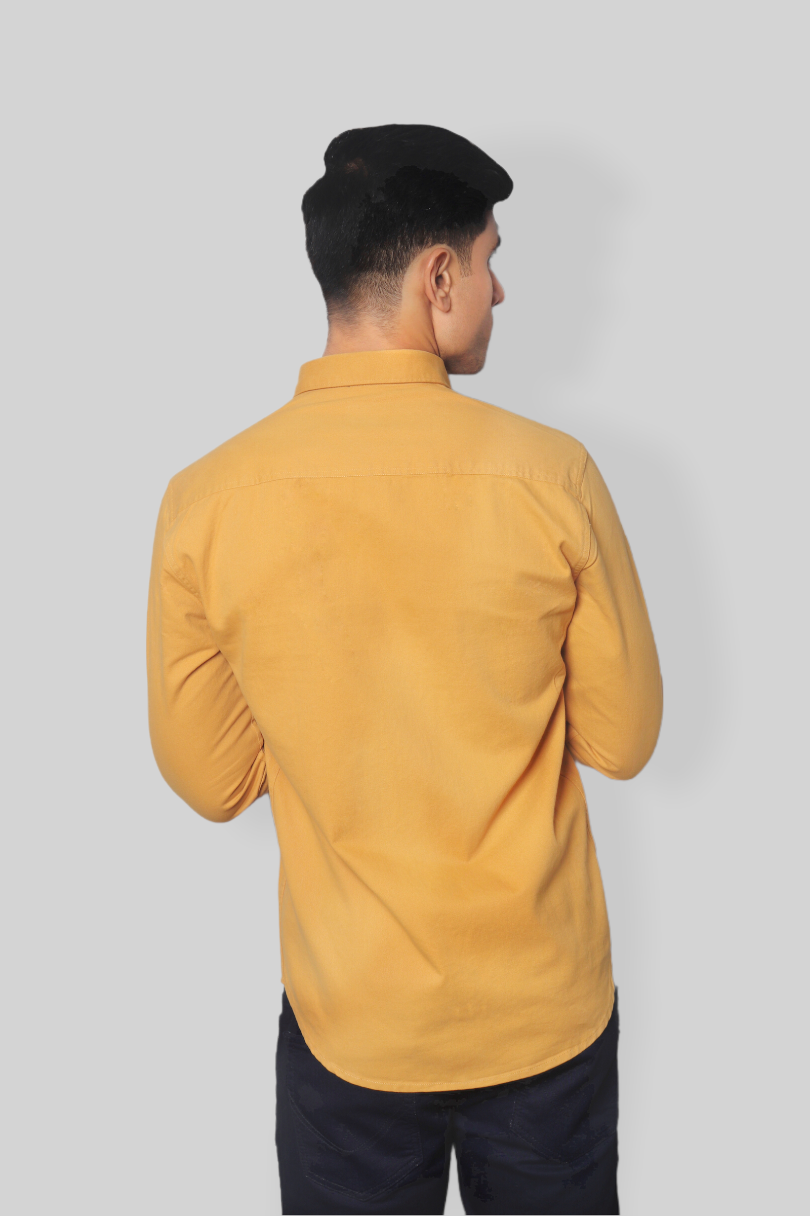 Mustard double pocket denim shirt for men’s