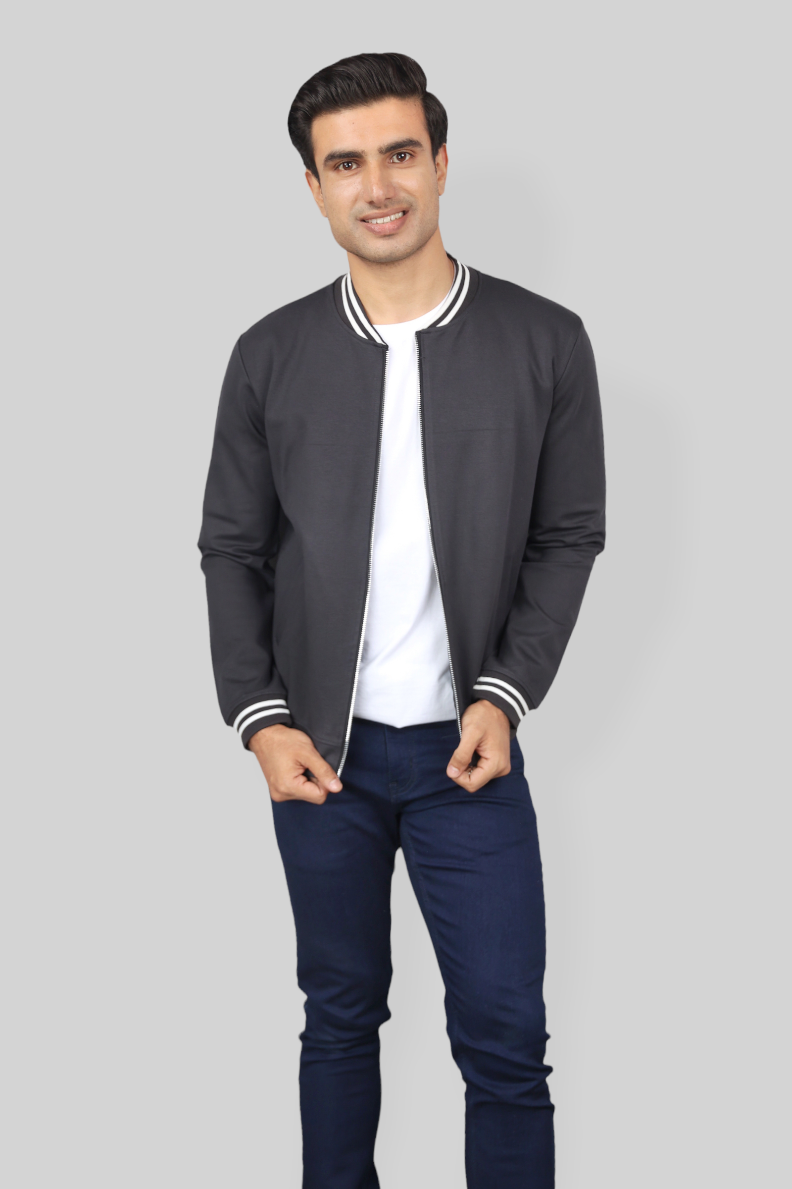 Classic Dark Gray Bomber Jacket for men