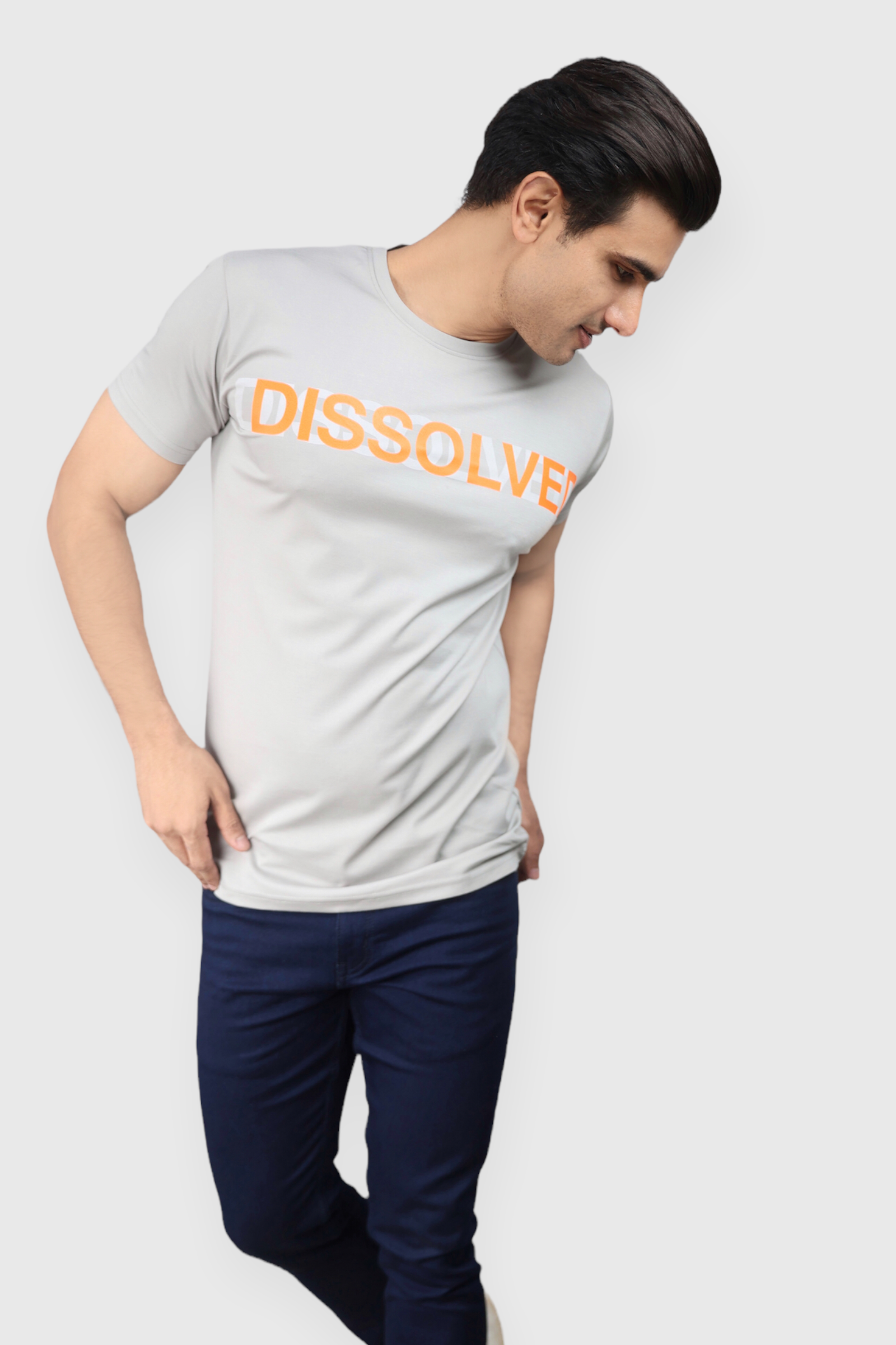 Gray dissolved printed Classic Italian printed T-shirt for men