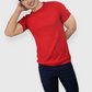 Red Half Sleeve Flat Knit self striped Round neck T-Shirt for men
