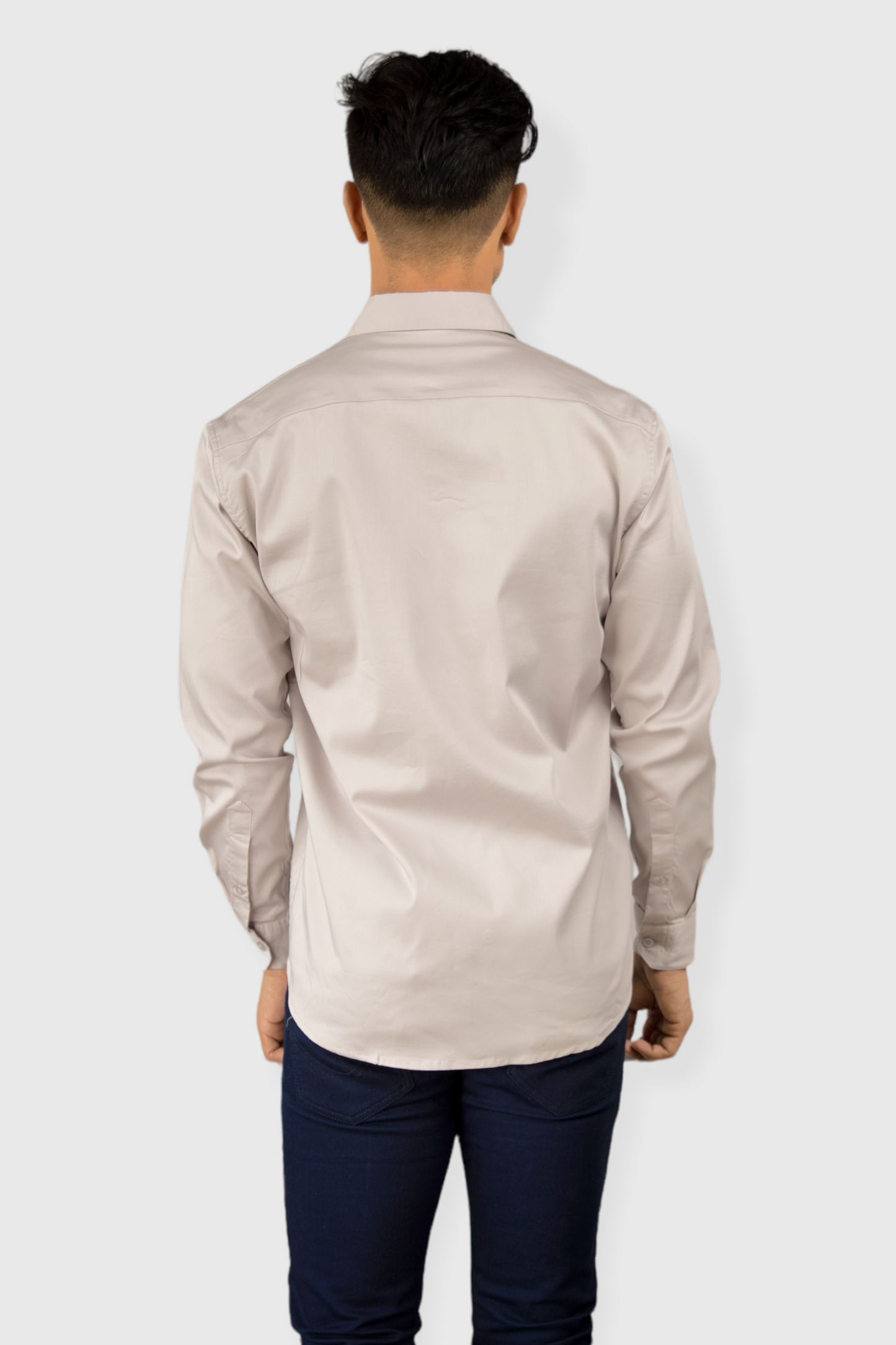 Gray Plain premium Cotton satin shirt with pocket for men