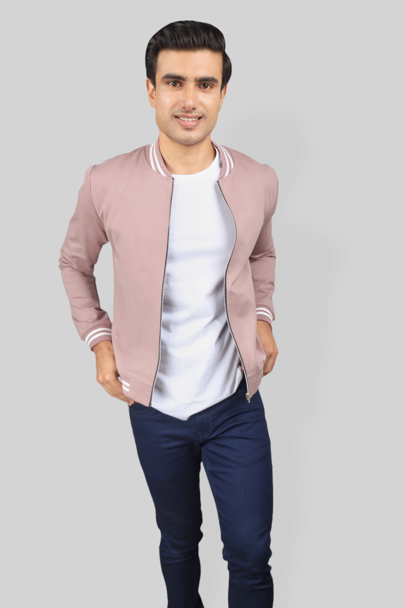 Classic Rose Gold Bomber Jacket for men