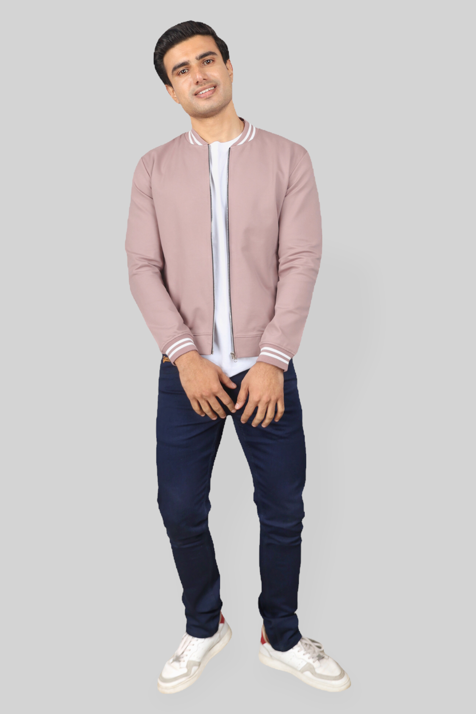 Classic Rose Gold Bomber Jacket for men