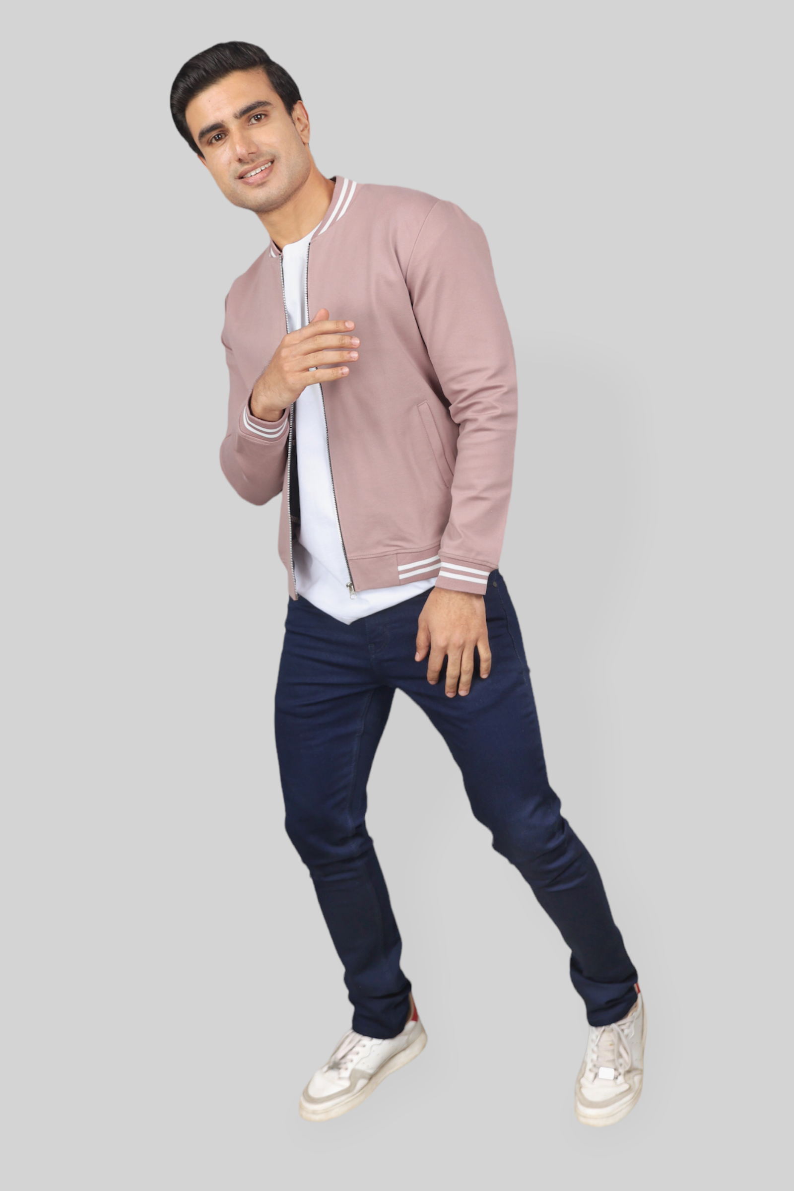 Classic Rose Gold Bomber Jacket for men