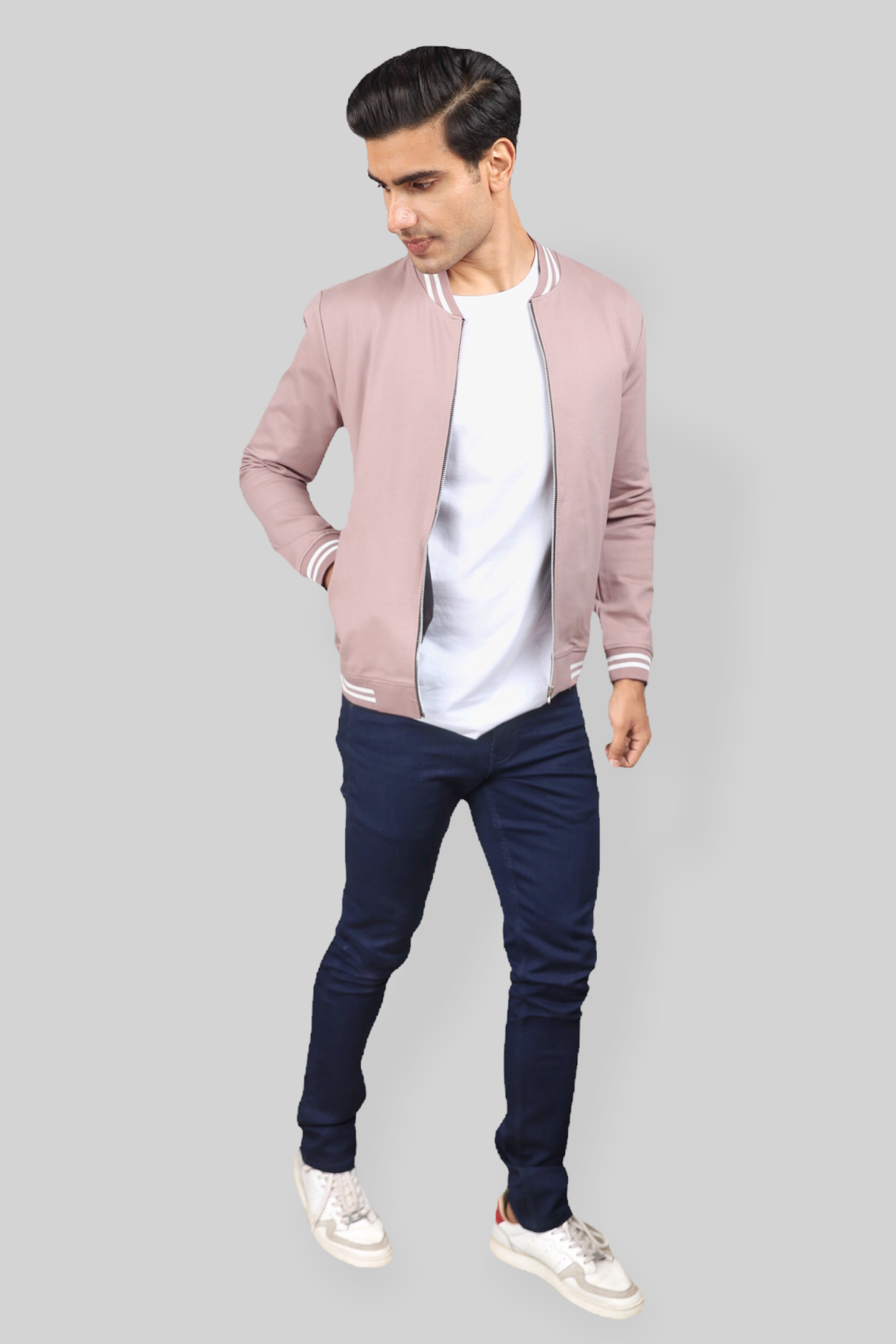 Classic Rose Gold Bomber Jacket for men