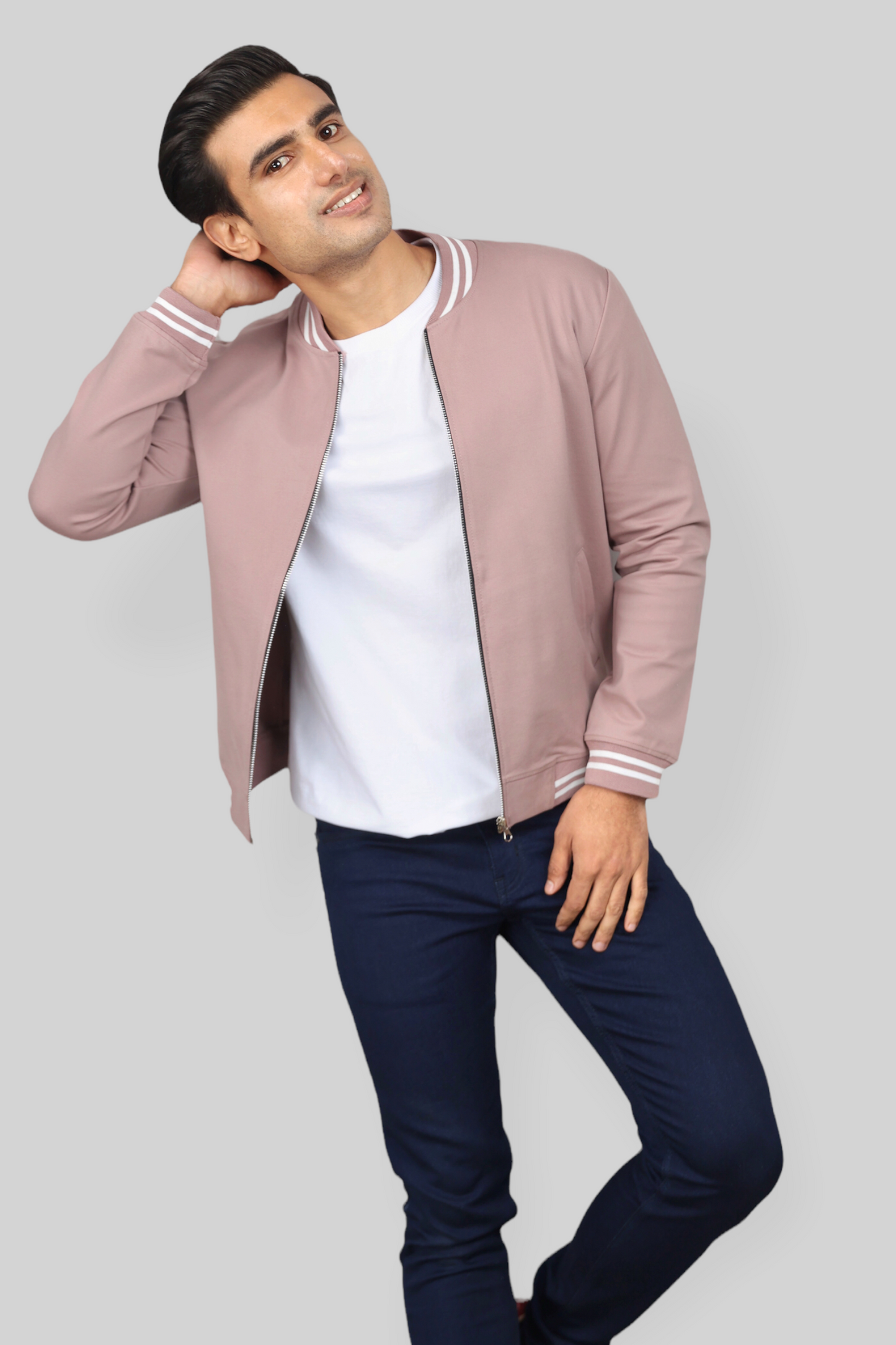 Classic Rose Gold Bomber Jacket for men