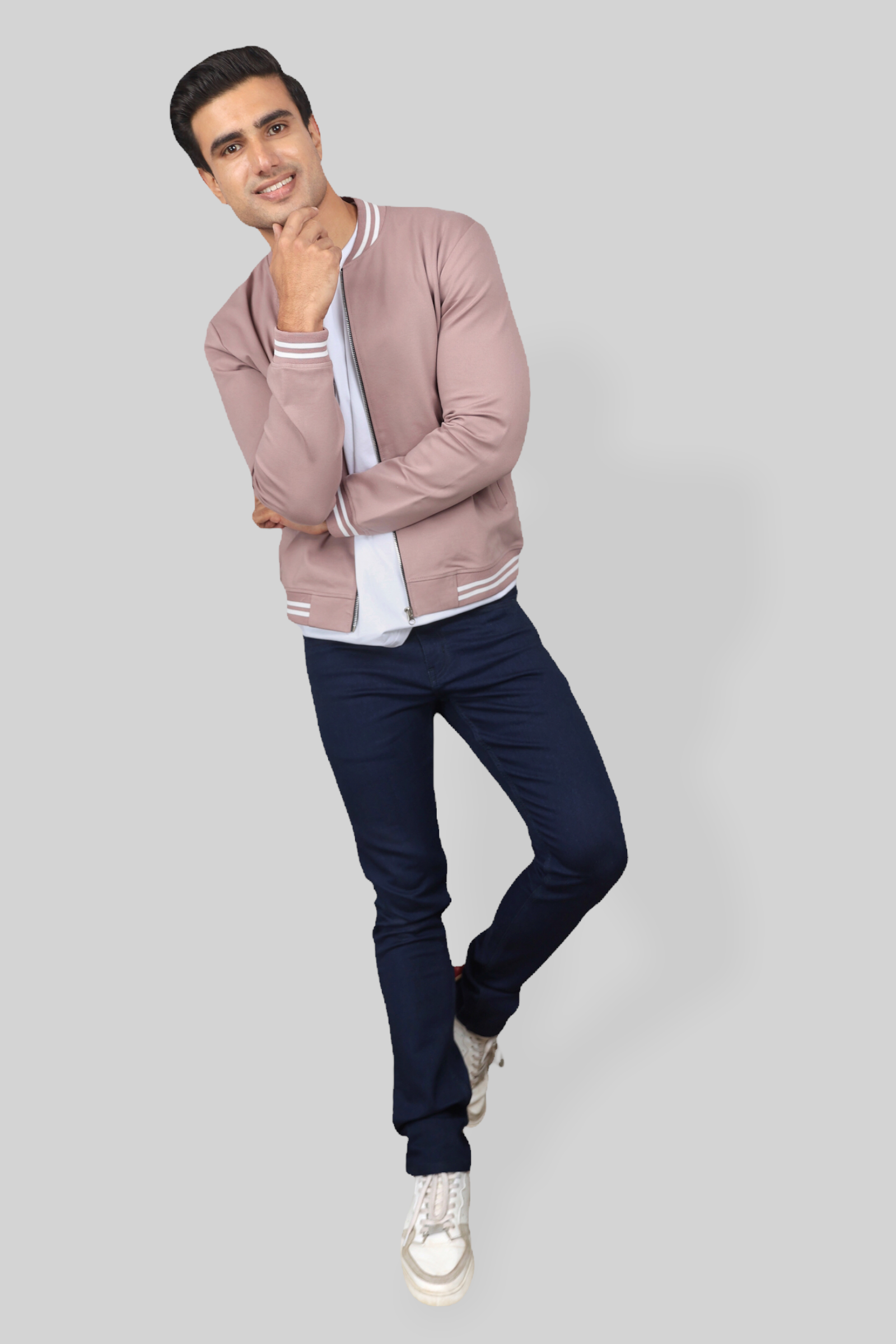 Classic Rose Gold Bomber Jacket for men