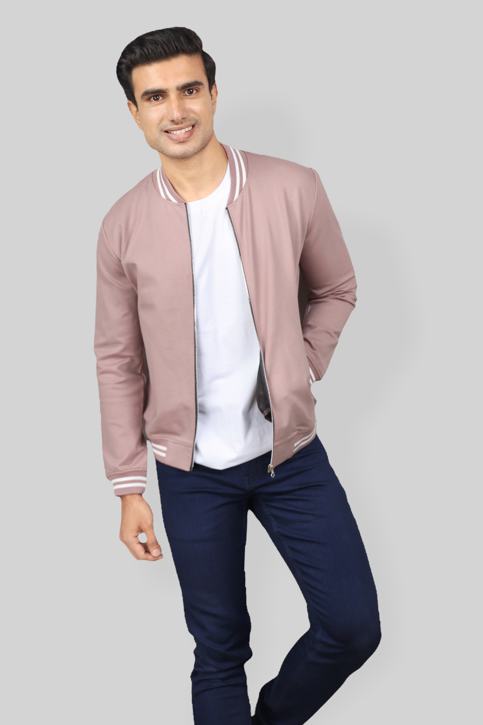 Classic Rose Gold Bomber Jacket for men