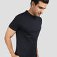 Solid Black Super Stretch Round Neck Cotton Tshirt for men