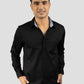 Black Plain premium Cotton satin shirt with pocket for men