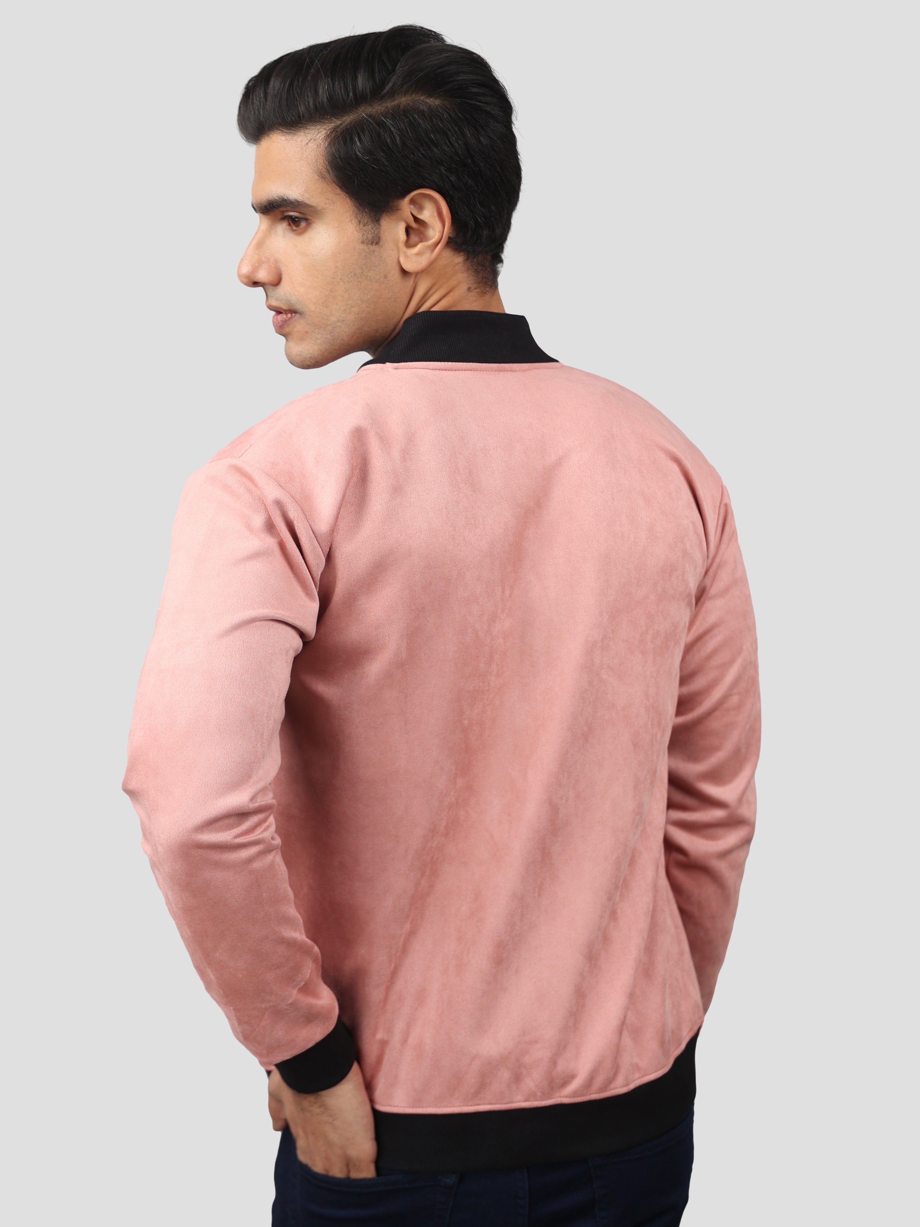 Rose Pink Suede Bomber jacket for men