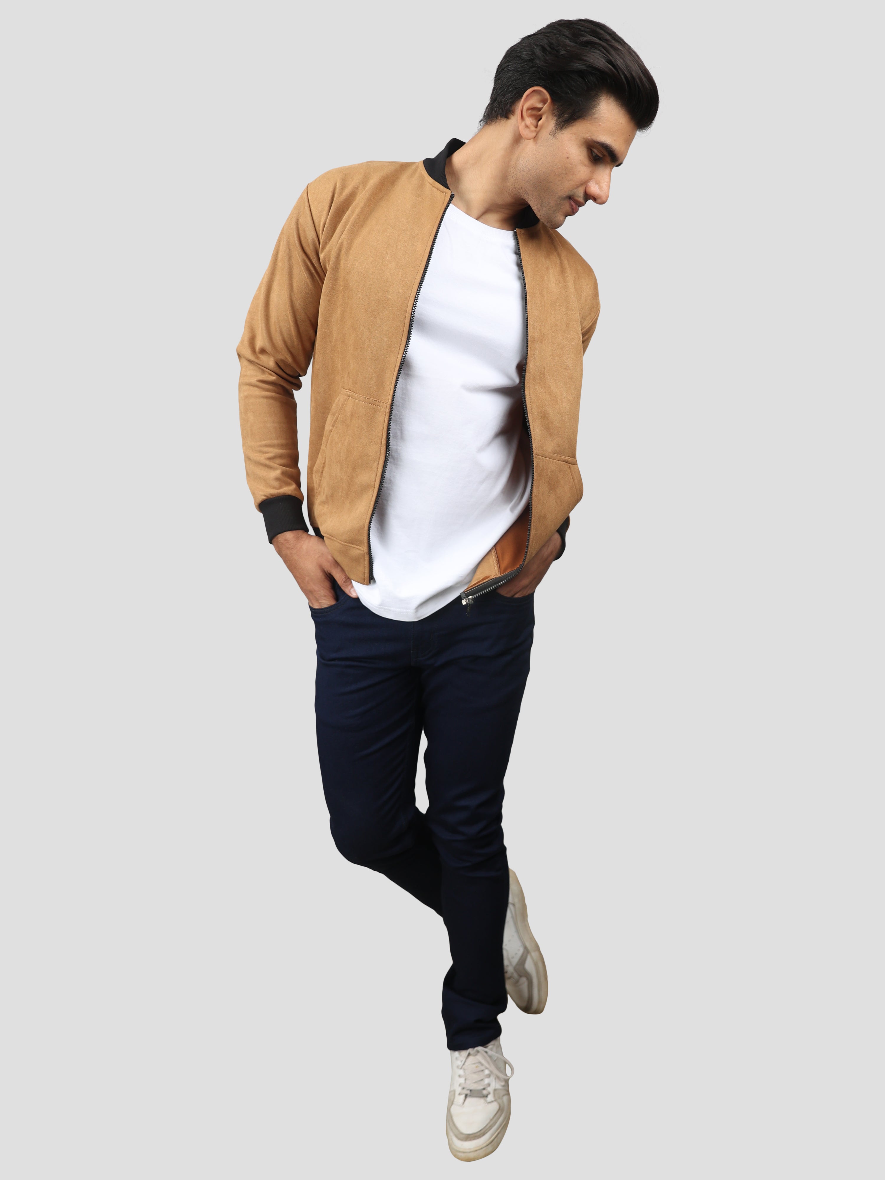 Brown Suede Bomber jacket for men