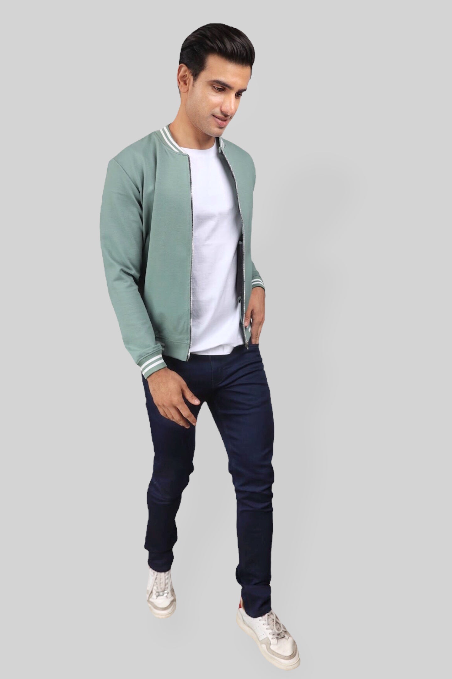 Classic Sea Green Bomber Jacket for men