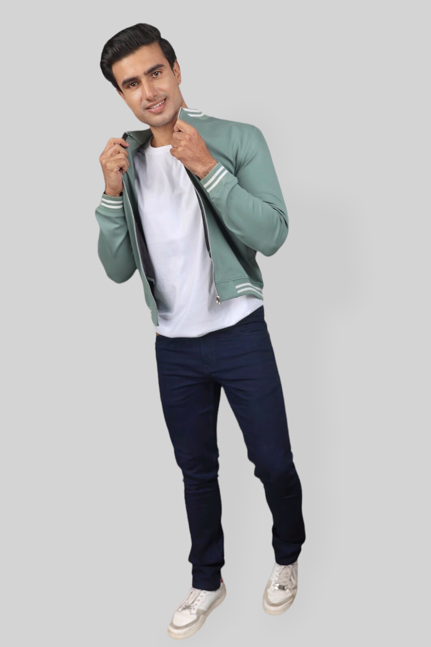 Classic Sea Green Bomber Jacket for men