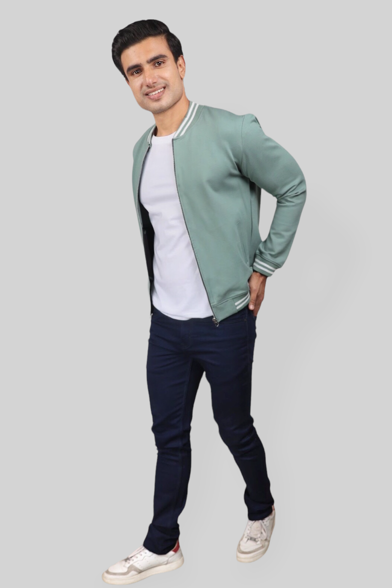 Classic Sea Green Bomber Jacket for men