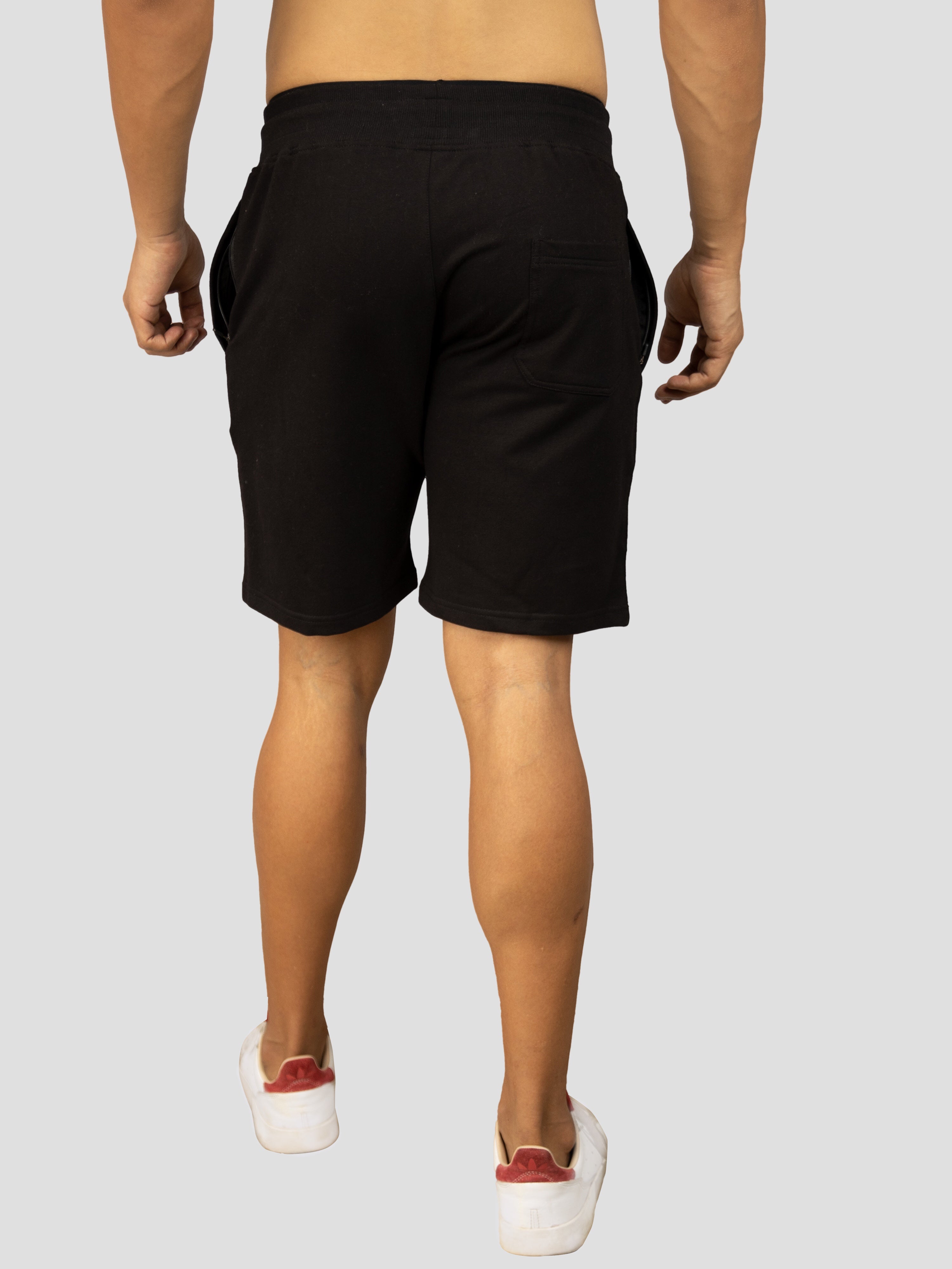Black casual premium loopknit shorts for men