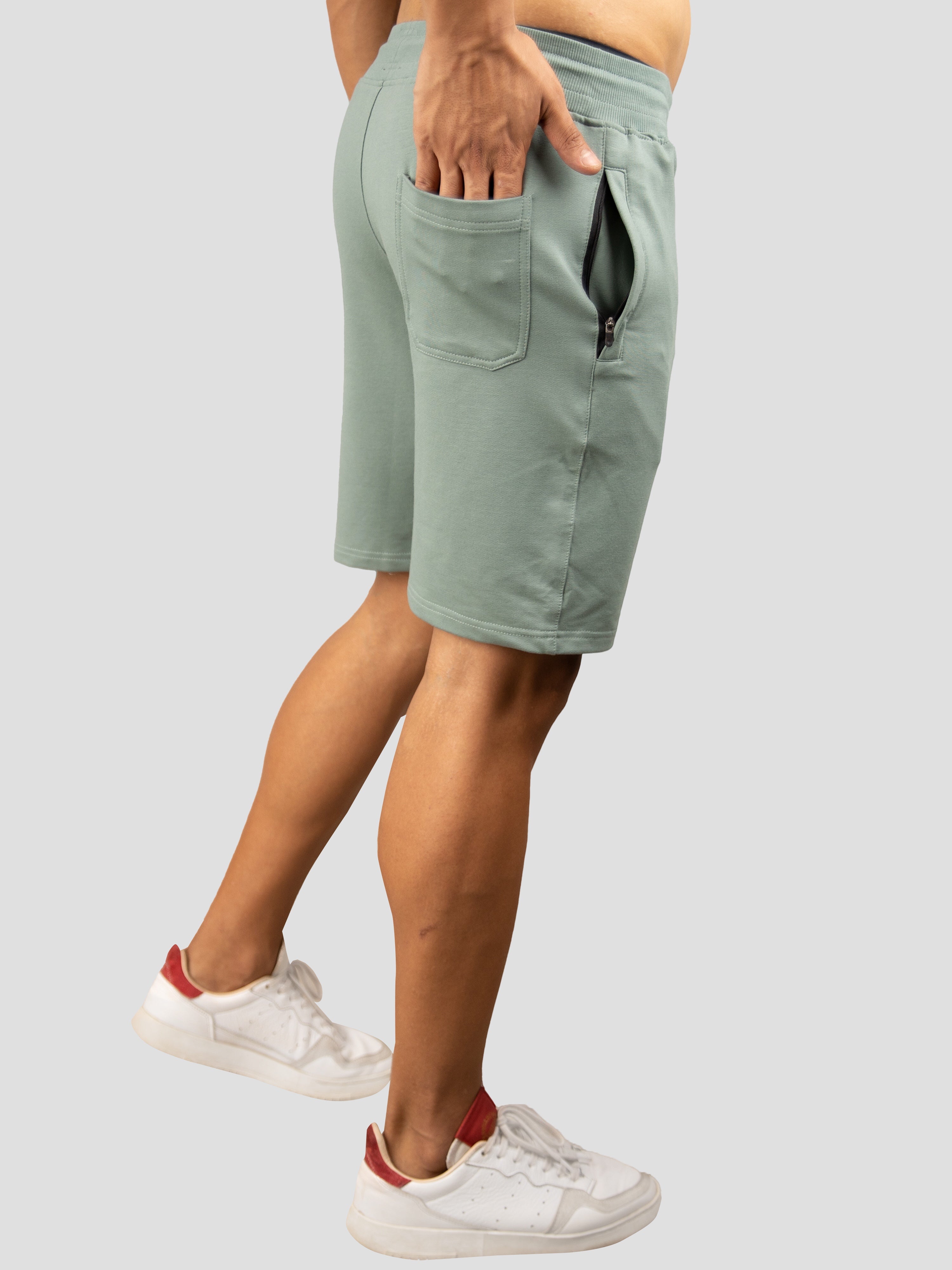 Sea Green casual premium loopknit shorts for men