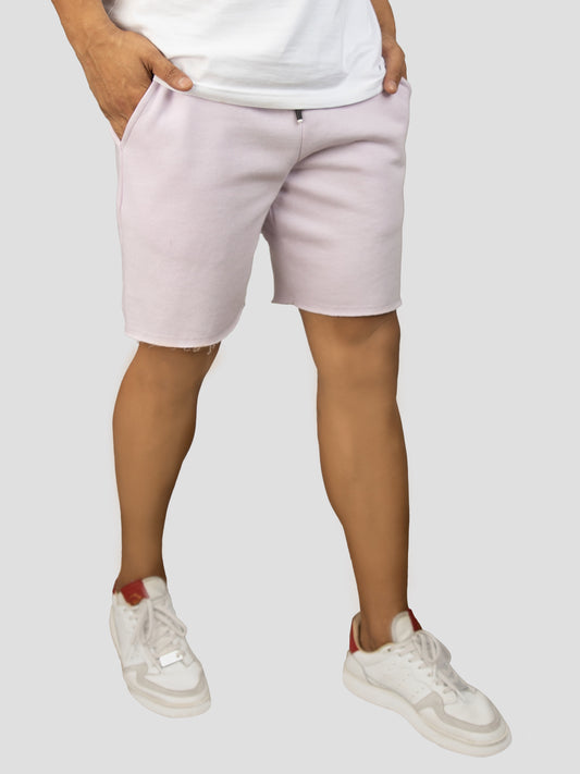 Lilac casual cotton fleece shorts for men