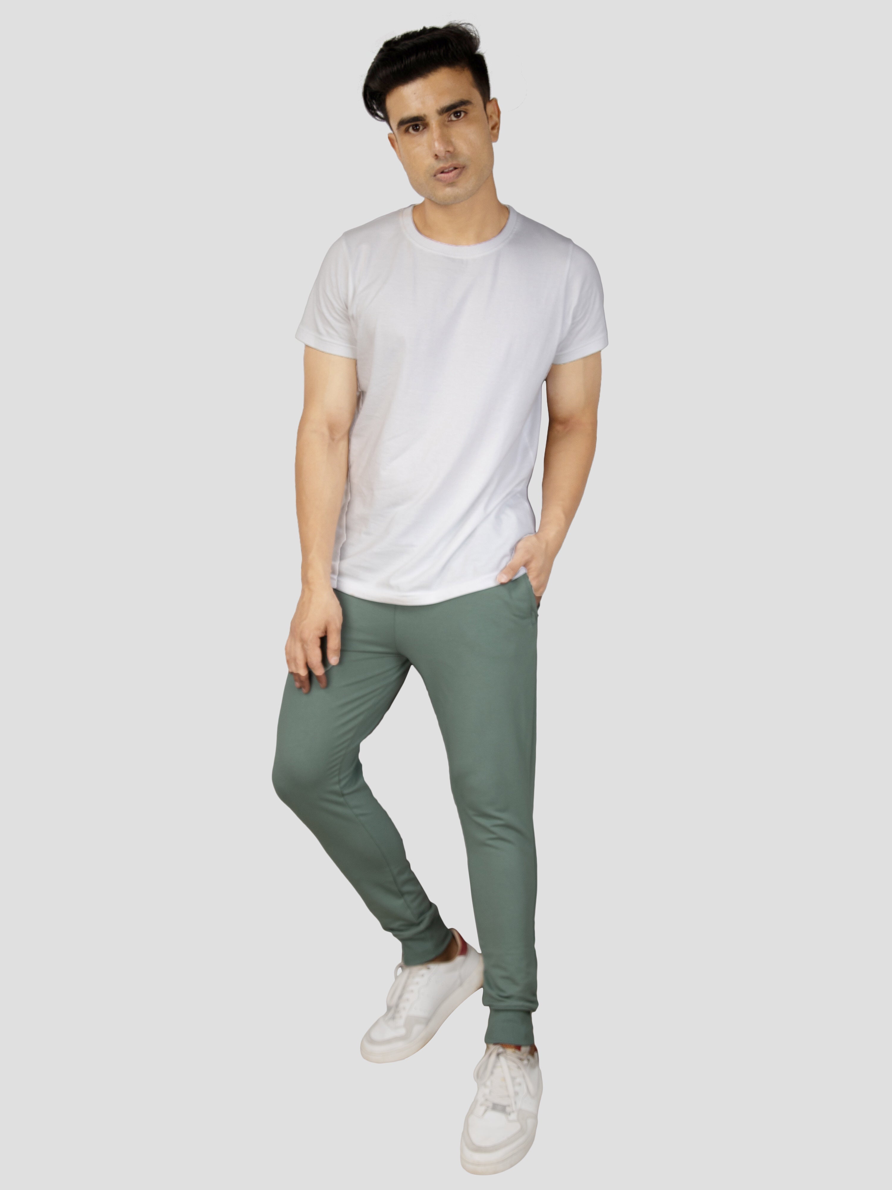 Green Casual Premium Loopknit Track Pant For Mens