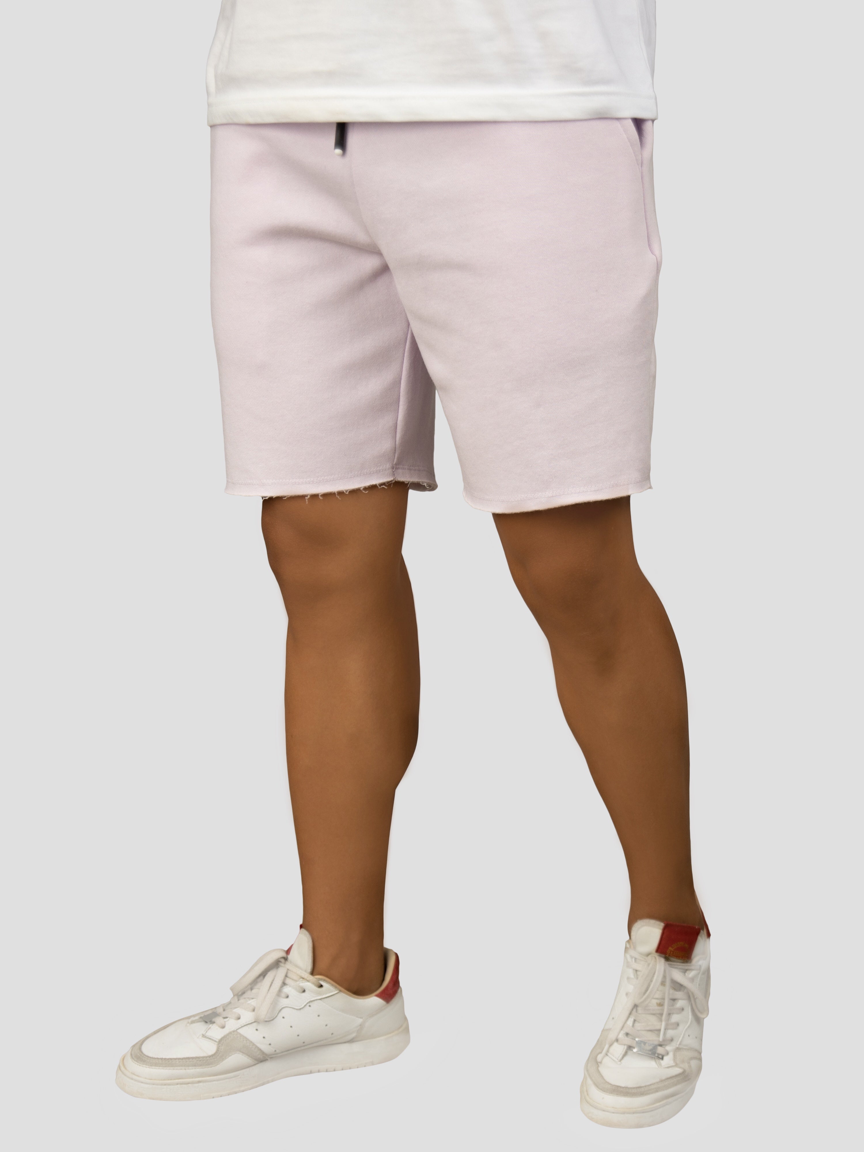 Lilac casual cotton fleece shorts for men