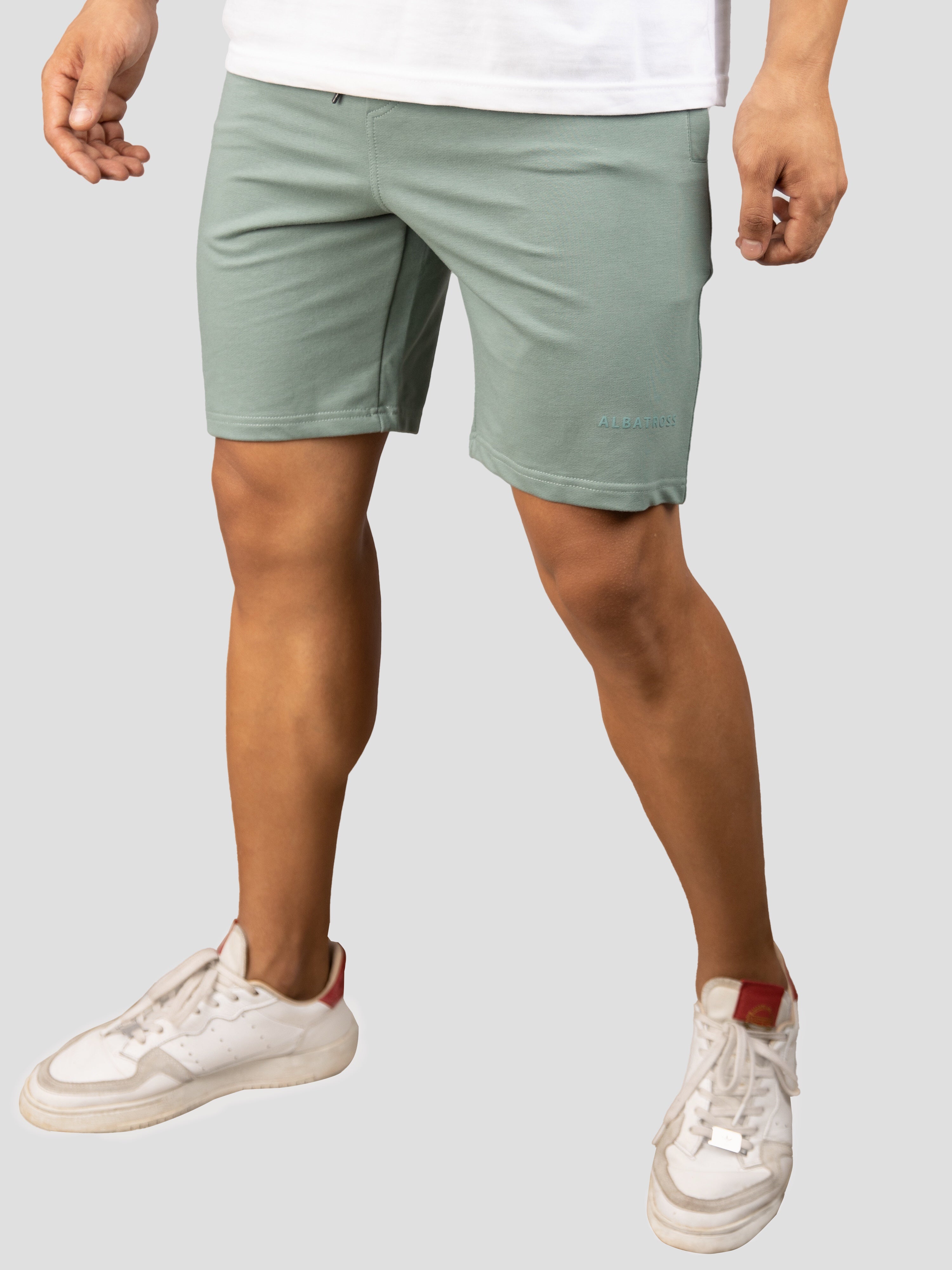 Sea Green casual premium loopknit shorts for men